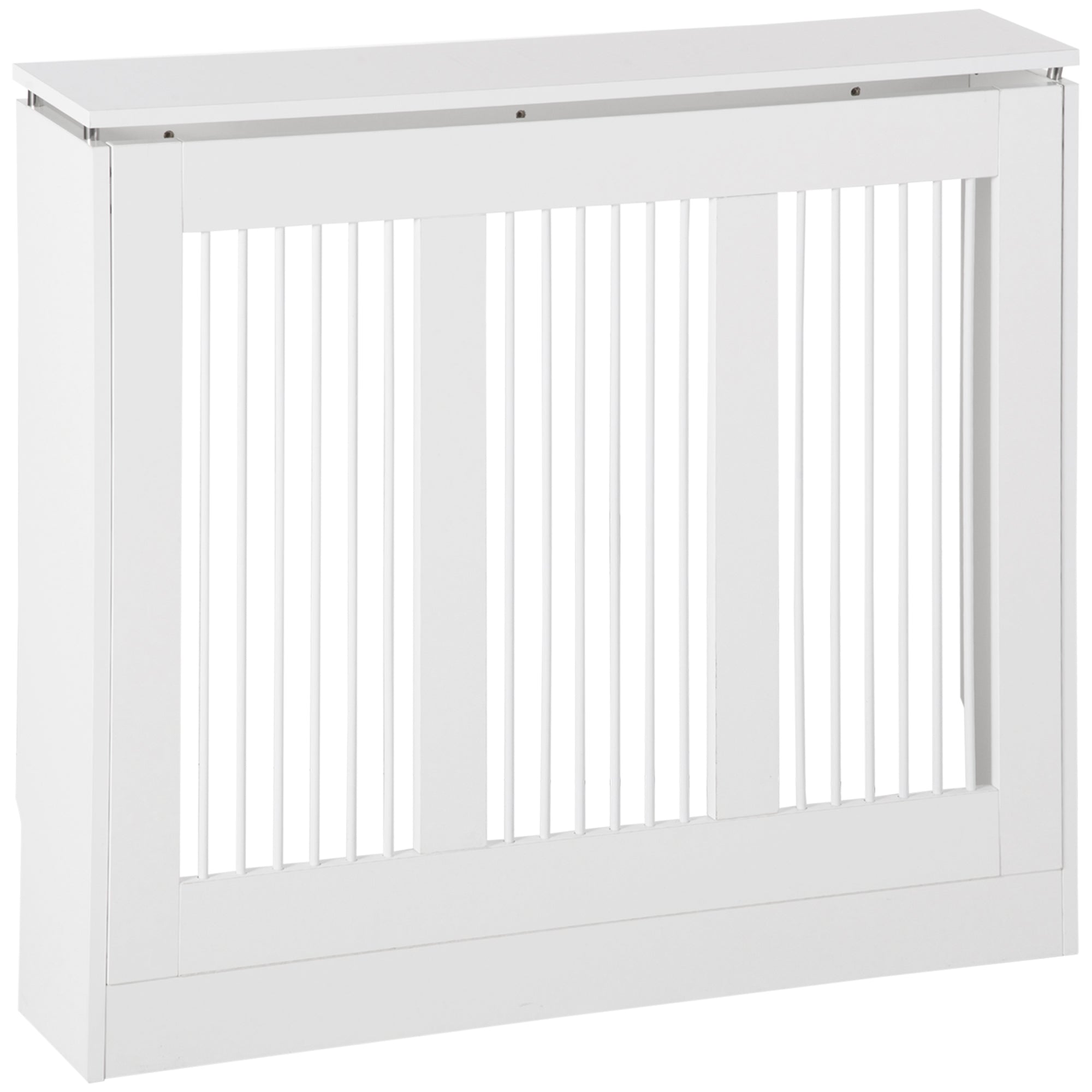 Easycomfort Copritermosifone a Doghe Moderno ed Elegante per la Casa, in MDF e Acciaio, 90x18x84cm, white