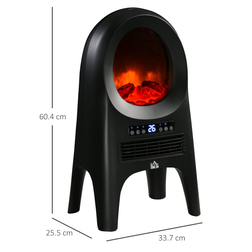 EasyComfort ventilatorkachel 1000/2000 W met vlameffect, zwart