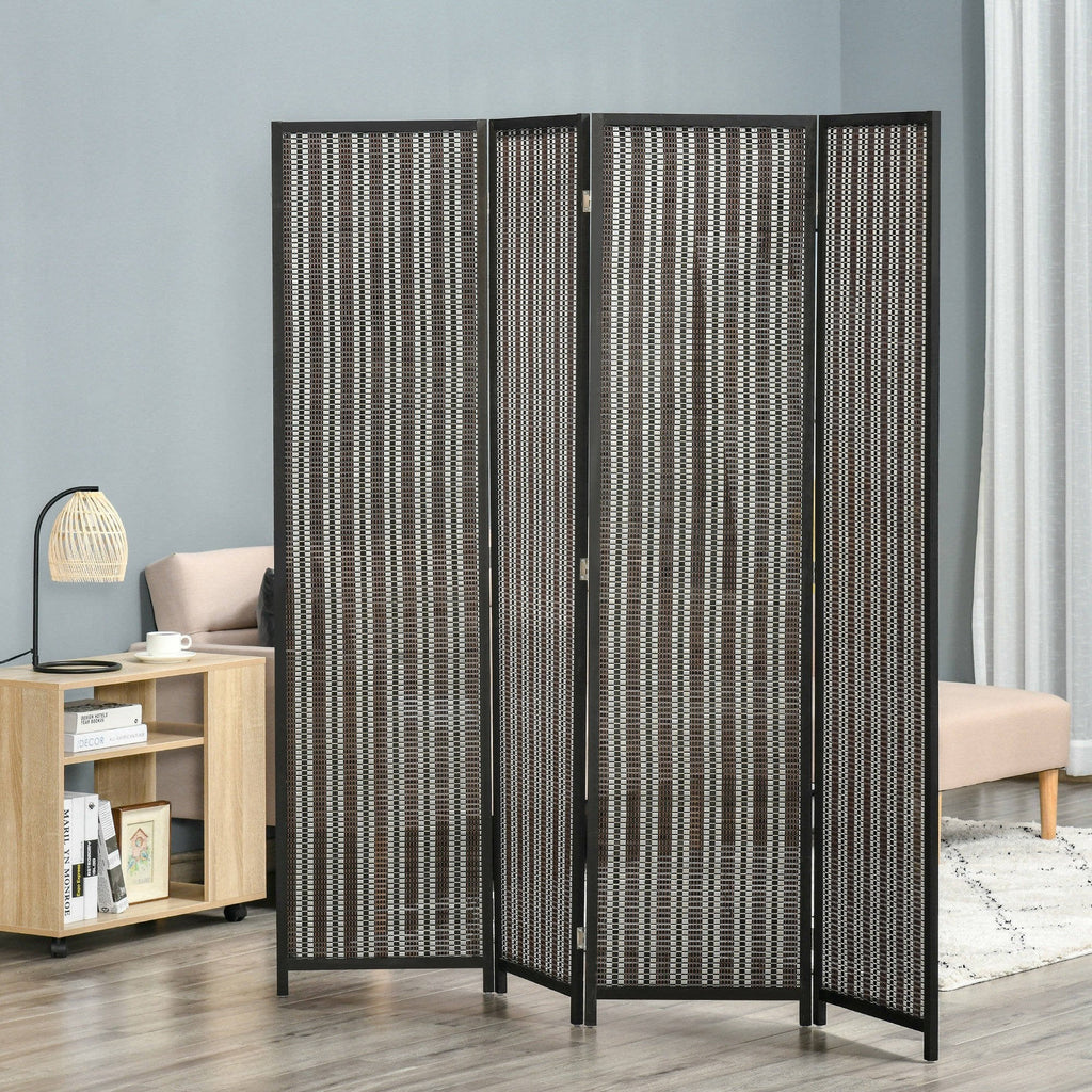 EasyComfort kamerscherm 4 panelen 180x180 cm zwart/bruin