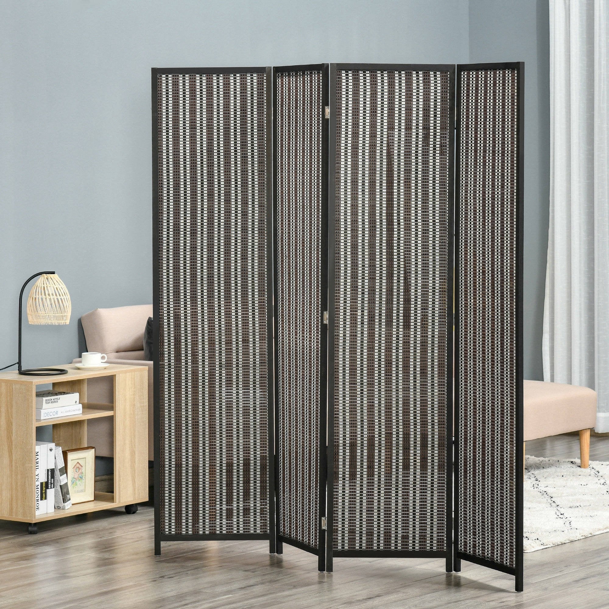 EasyComfort kamerscherm 4 panelen 180x180 cm zwart/bruin