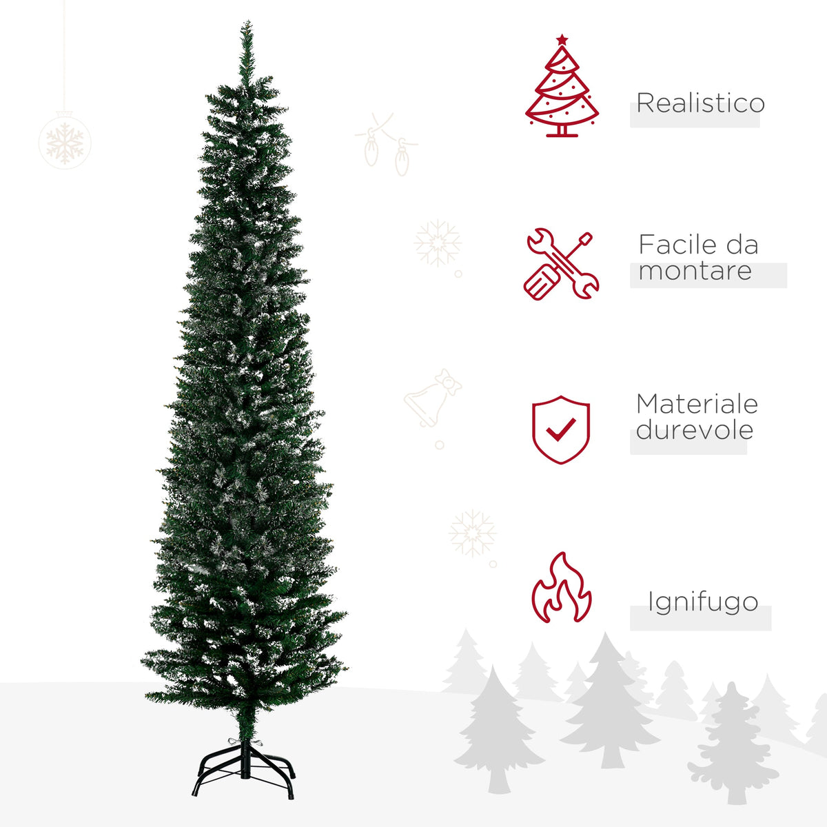 EasyComfort besneeuwde kunstkerstboom 195 cm – smal, 570 takken
