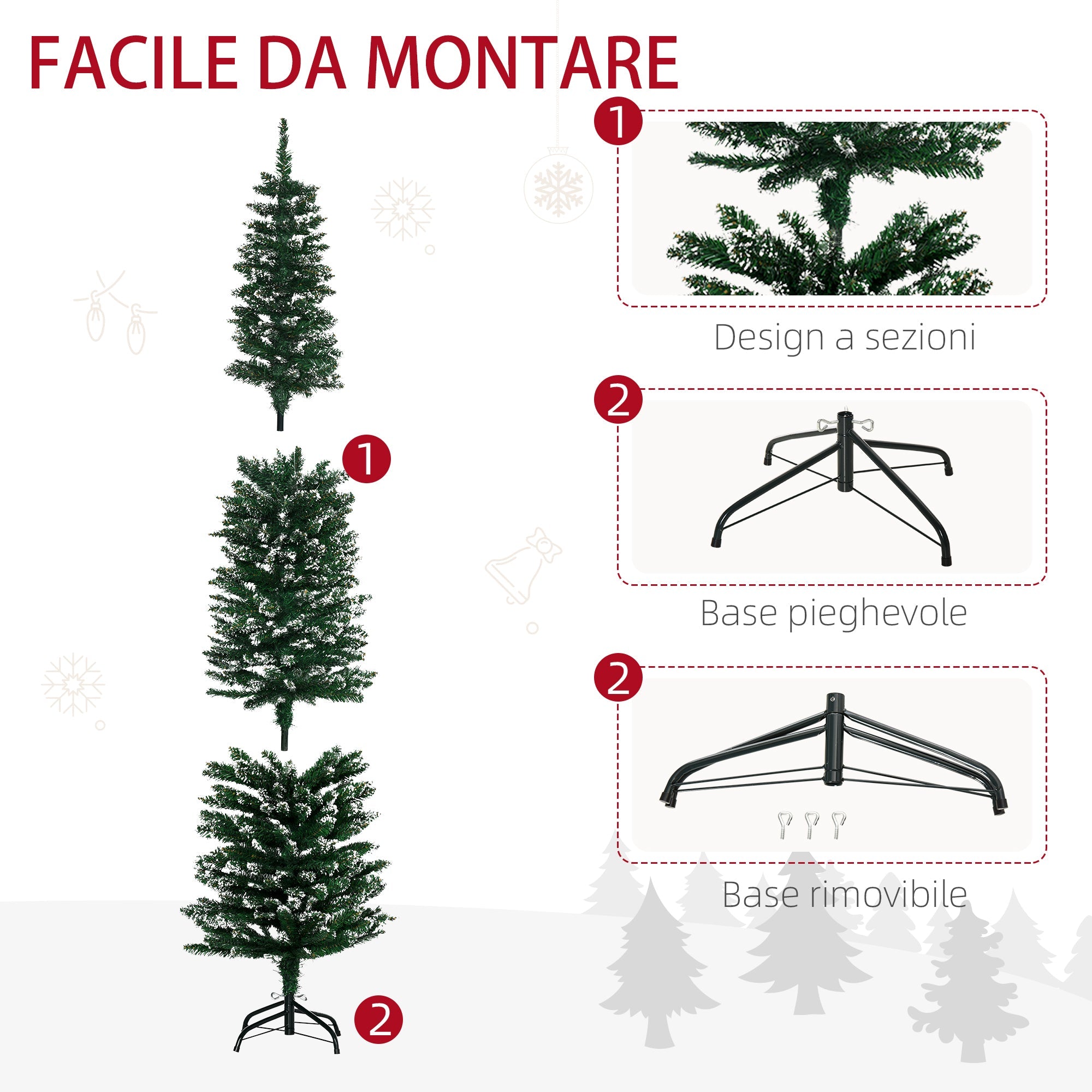 EasyComfort besneeuwde kunstkerstboom 195 cm – smal, 570 takken