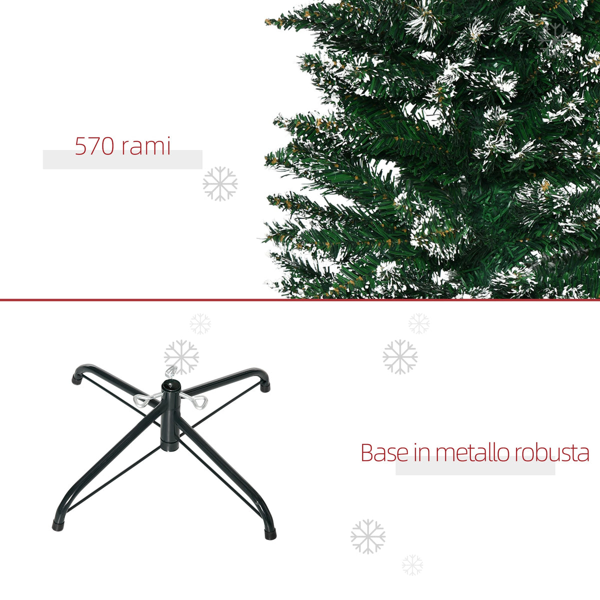 EasyComfort besneeuwde kunstkerstboom 195 cm – smal, 570 takken