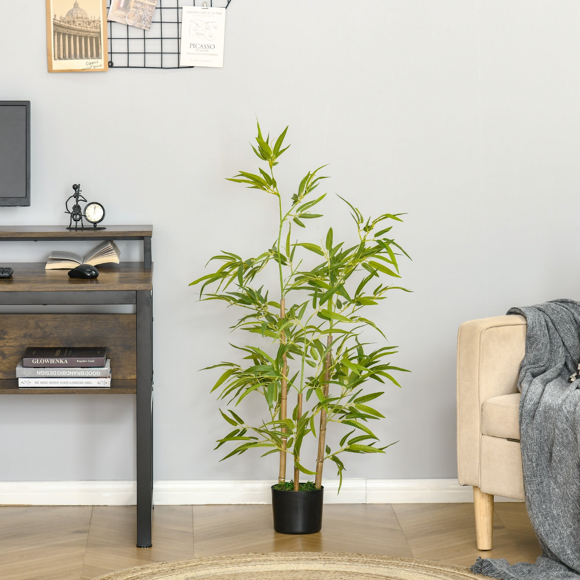 EASYCOMFORT Artificial Bamboo Plant 120cm High with Pot for Indoor and Outdoor, Green