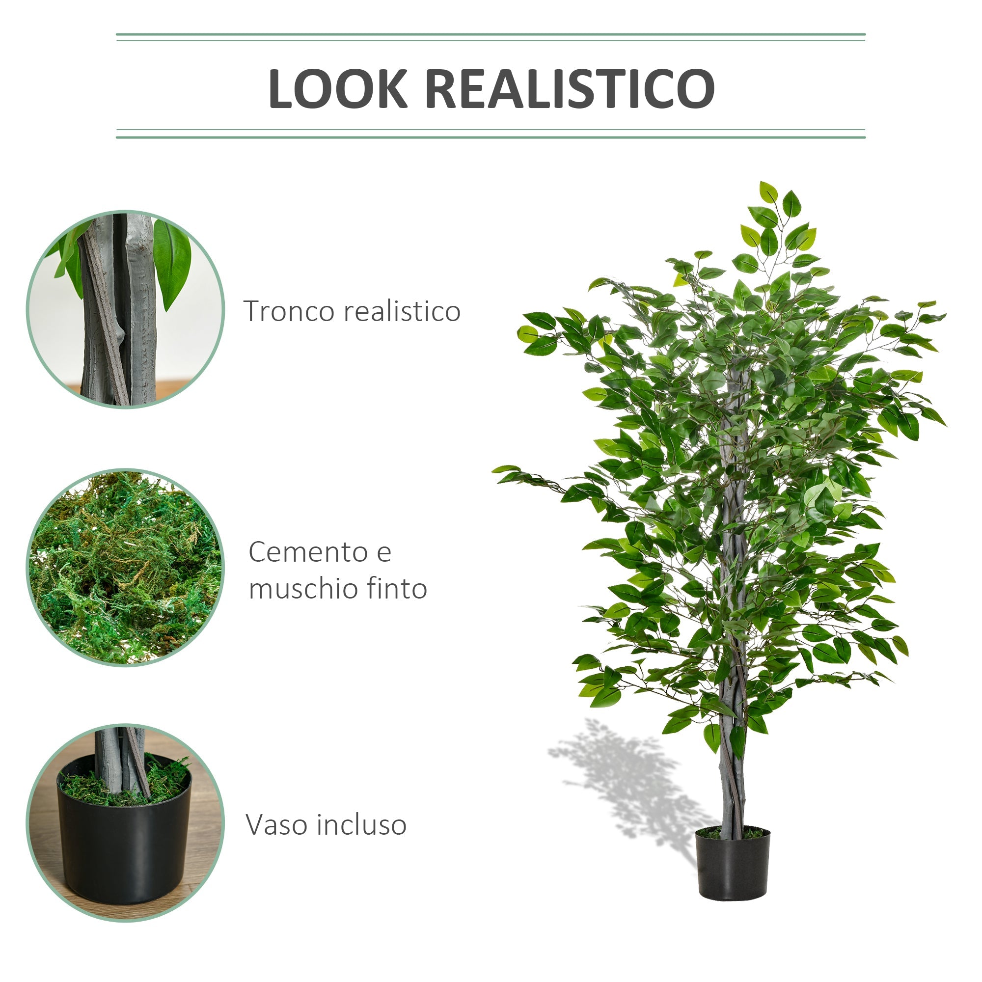 EASYCOMFORT Ficus kunstplant 135 cm met pot