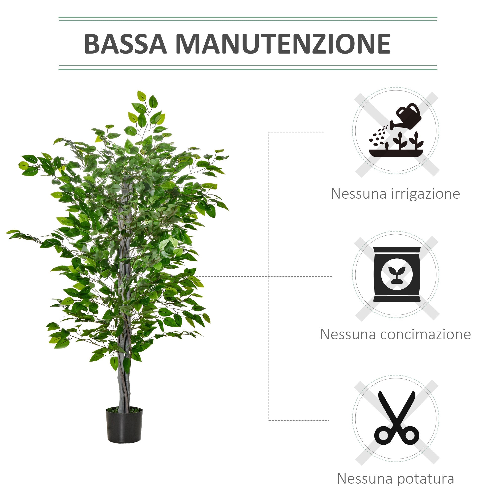 EASYCOMFORT Ficus kunstplant 135 cm met pot