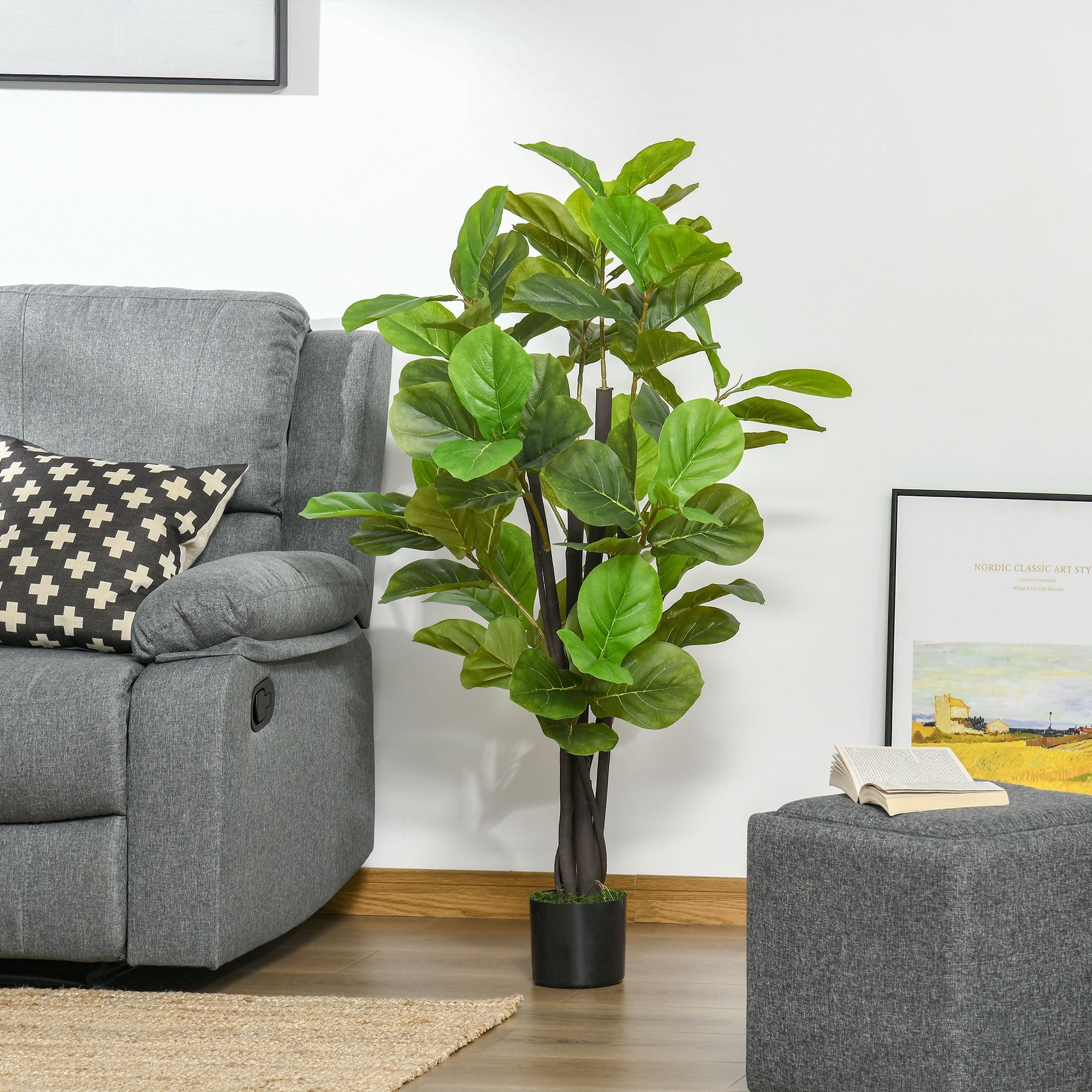 EASYCOMFORT Artificial Ficus 130cm for Indoors and Outdoors, Realistic Artificial Plant with 78 Leaves