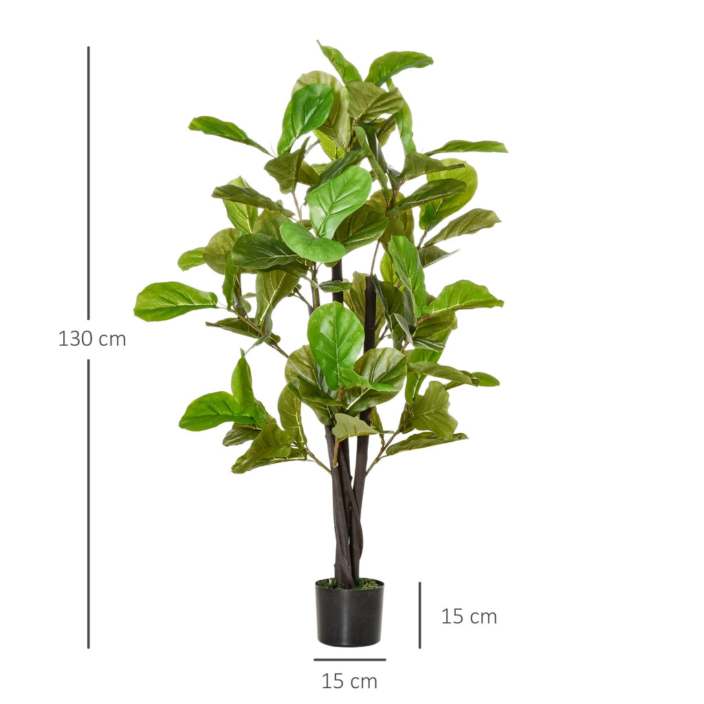 EASYCOMFORT Artificial Ficus 130cm for Indoors and Outdoors, Realistic Artificial Plant with 78 Leaves