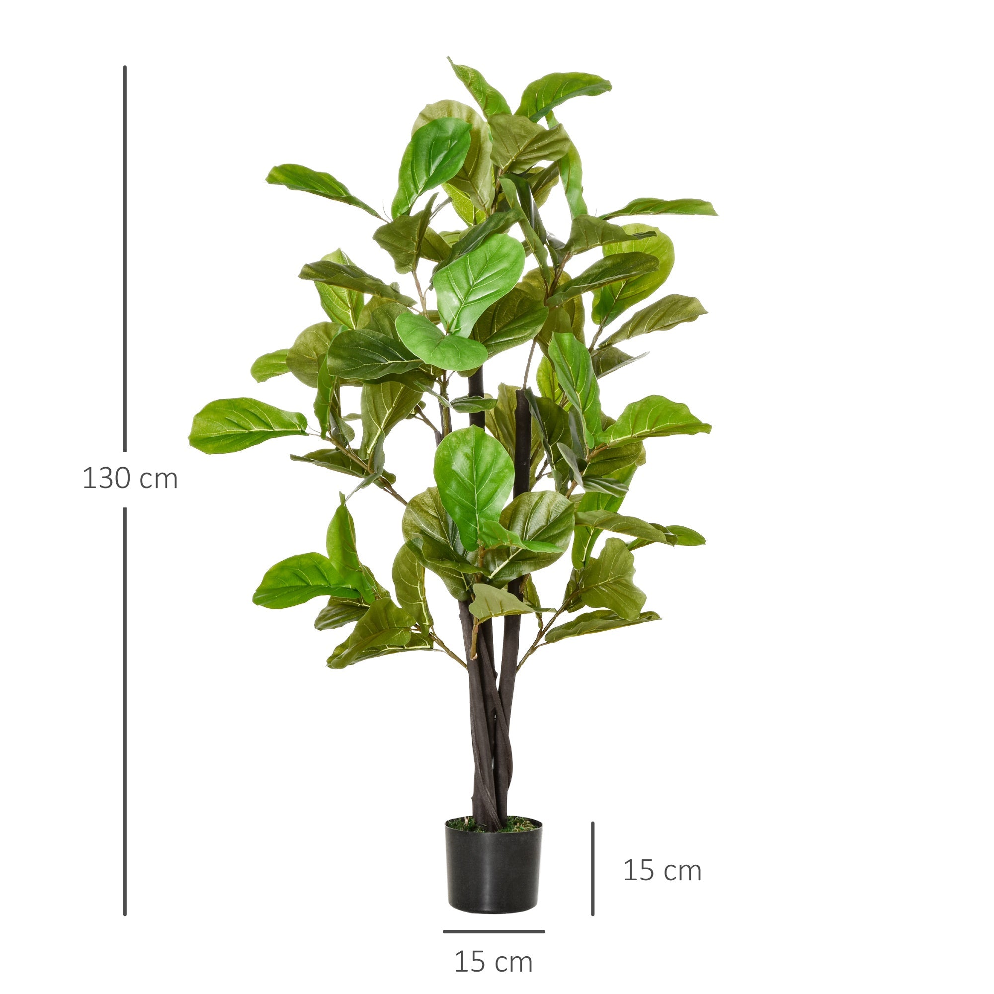 EASYCOMFORT Artificial Ficus 130cm for Indoors and Outdoors, Realistic Artificial Plant with 78 Leaves