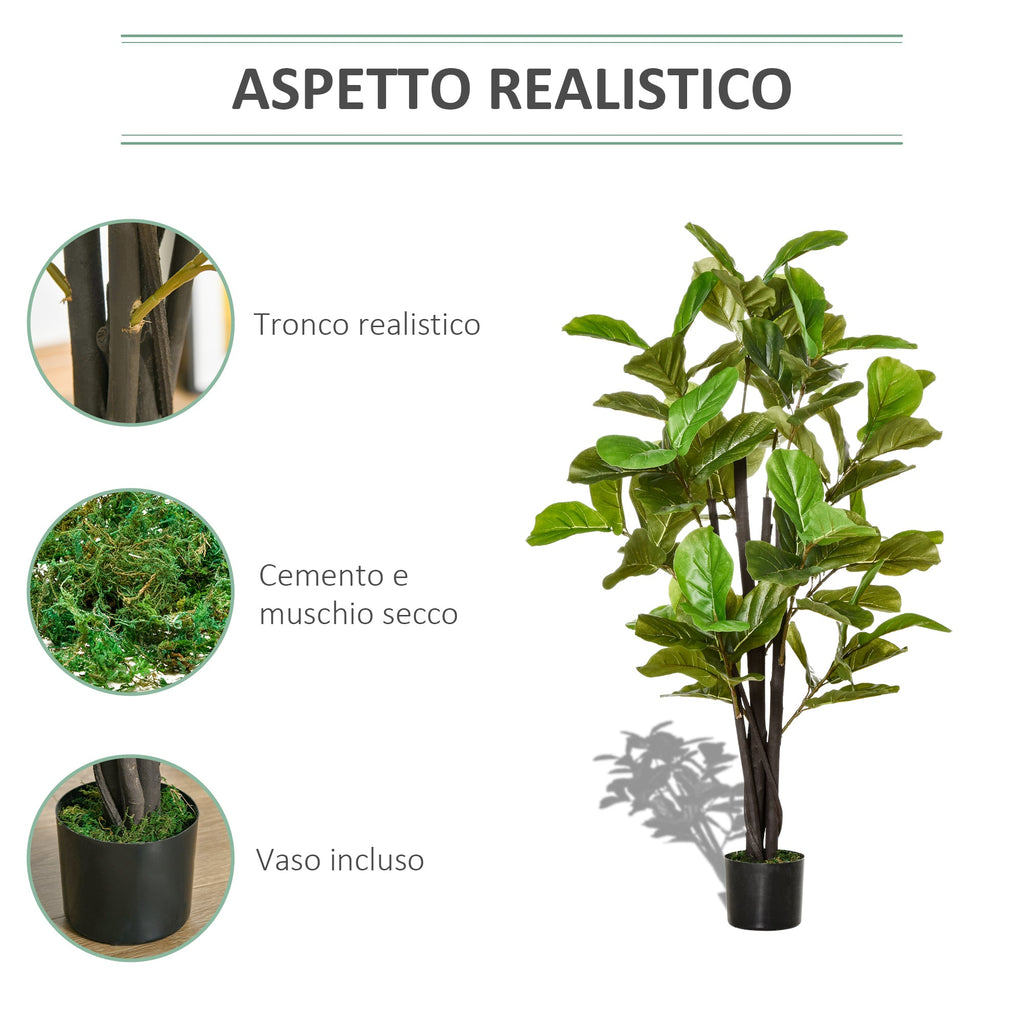 EASYCOMFORT Artificial Ficus 130cm for Indoors and Outdoors, Realistic Artificial Plant with 78 Leaves