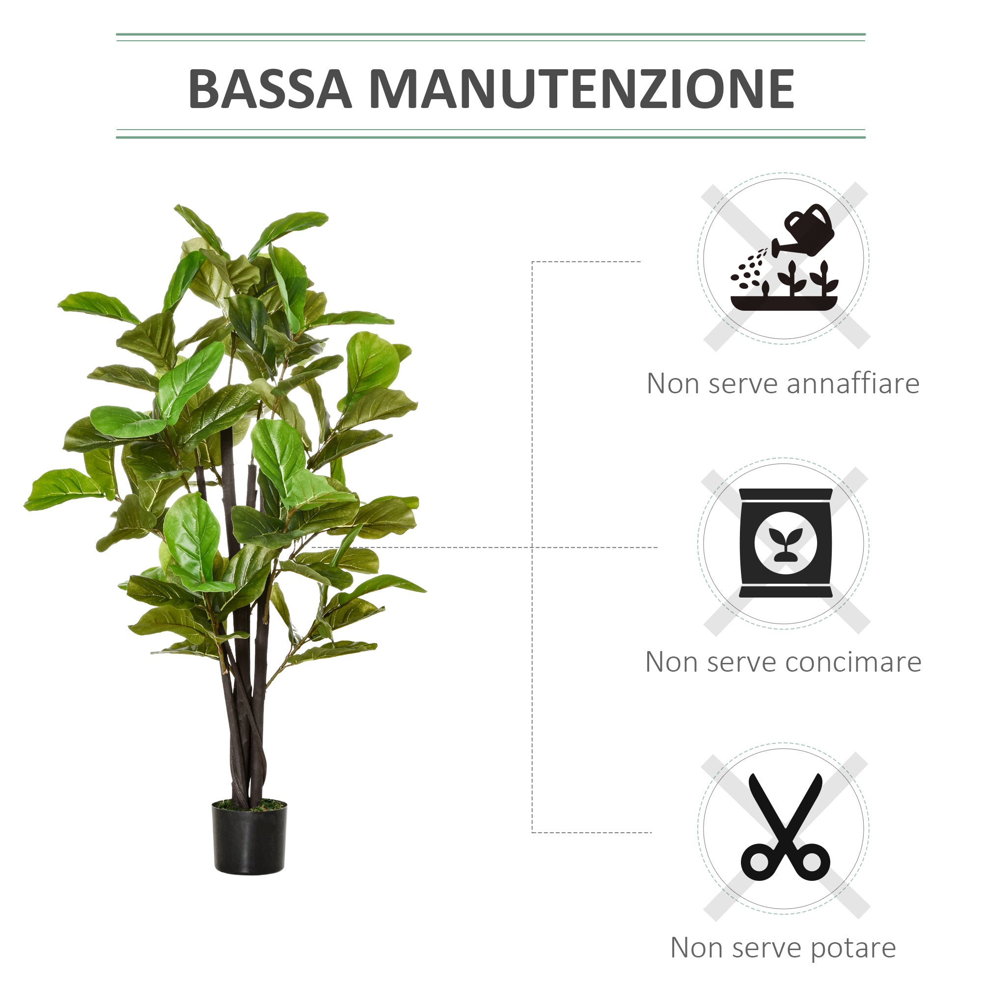 EASYCOMFORT Artificial Ficus 130cm for Indoors and Outdoors, Realistic Artificial Plant with 78 Leaves