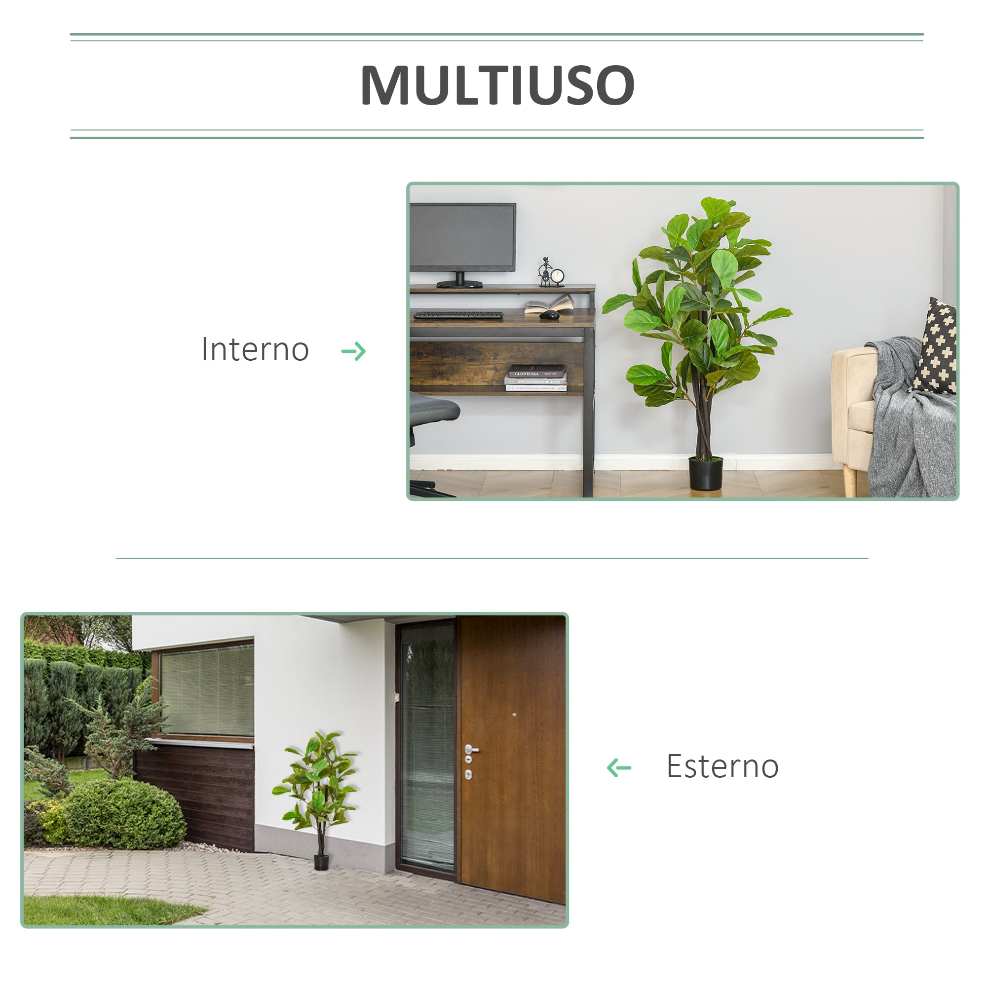 EASYCOMFORT Artificial Ficus 130cm for Indoors and Outdoors, Realistic Artificial Plant with 78 Leaves