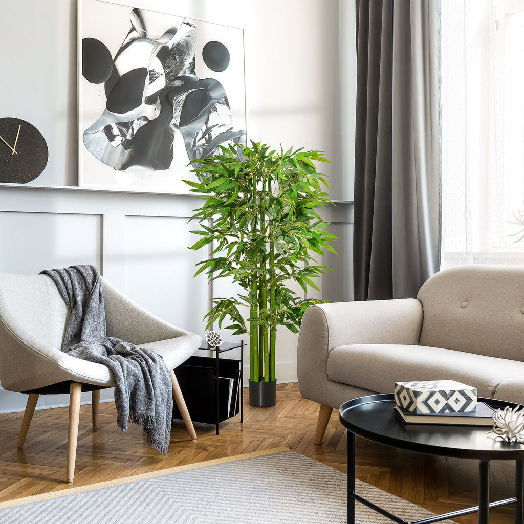 EASYCOMFORT Fake Bamboo Plant 160cm High with Black Pot for Indoor and Outdoor