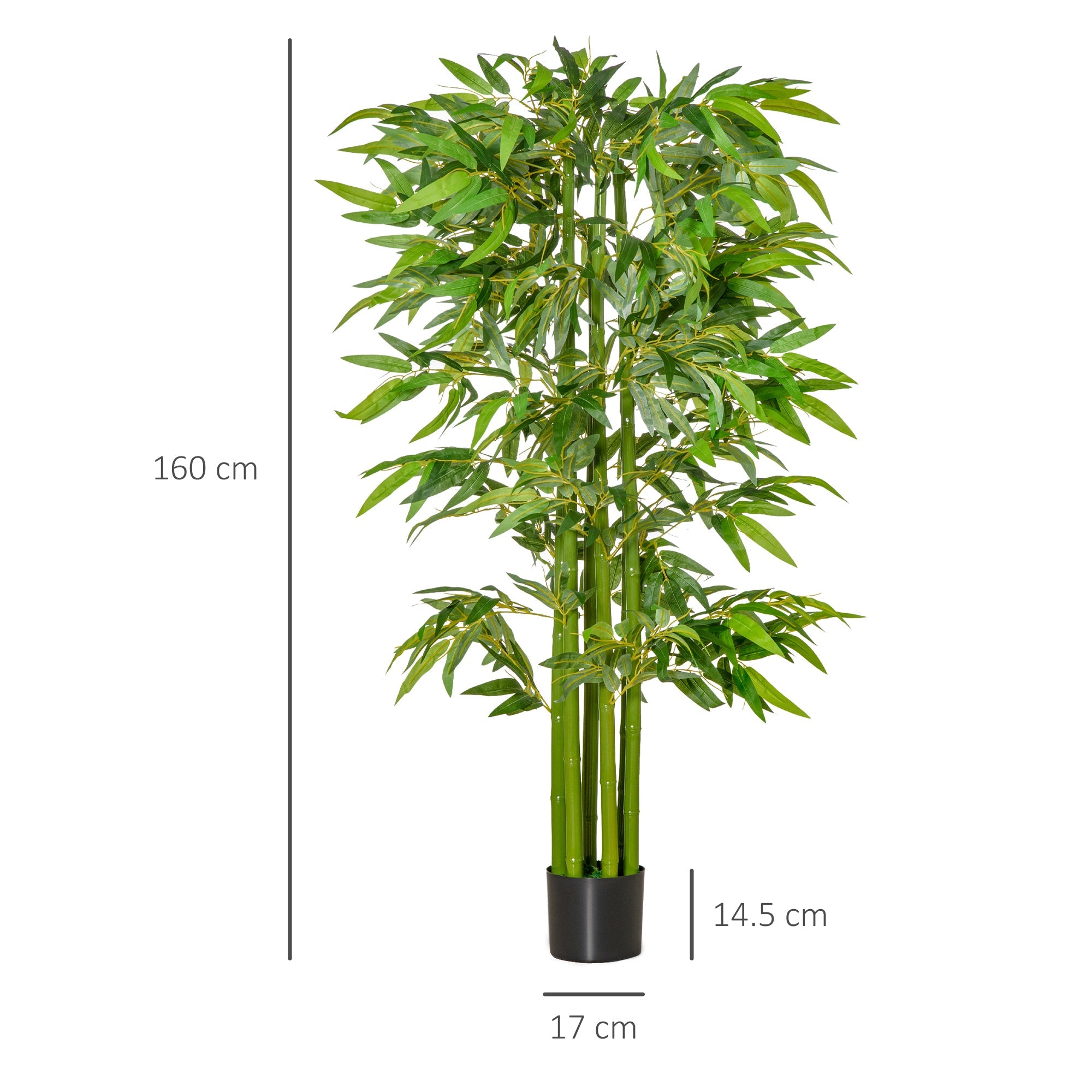 EASYCOMFORT Fake Bamboo Plant 160cm High with Black Pot for Indoor and Outdoor