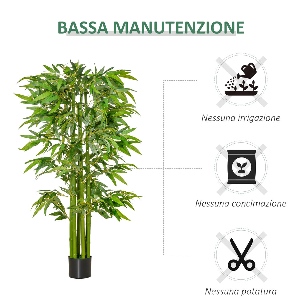 EASYCOMFORT Fake Bamboo Plant 160cm High with Black Pot for Indoor and Outdoor