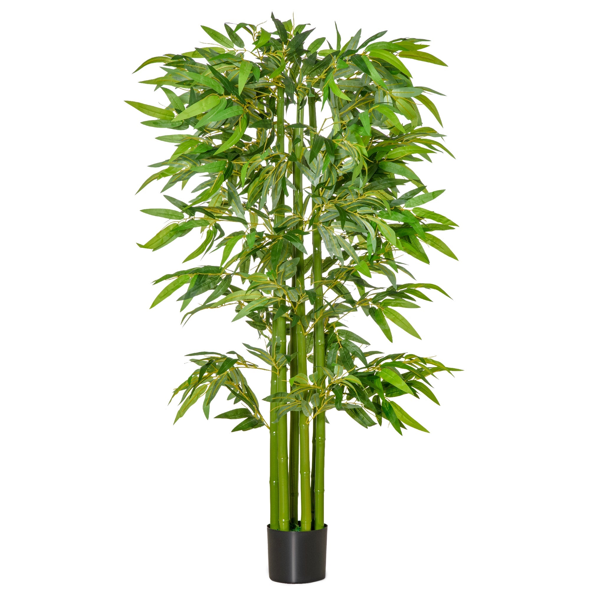 EASYCOMFORT Fake Bamboo Plant 160cm High with Black Pot for Indoor and Outdoor