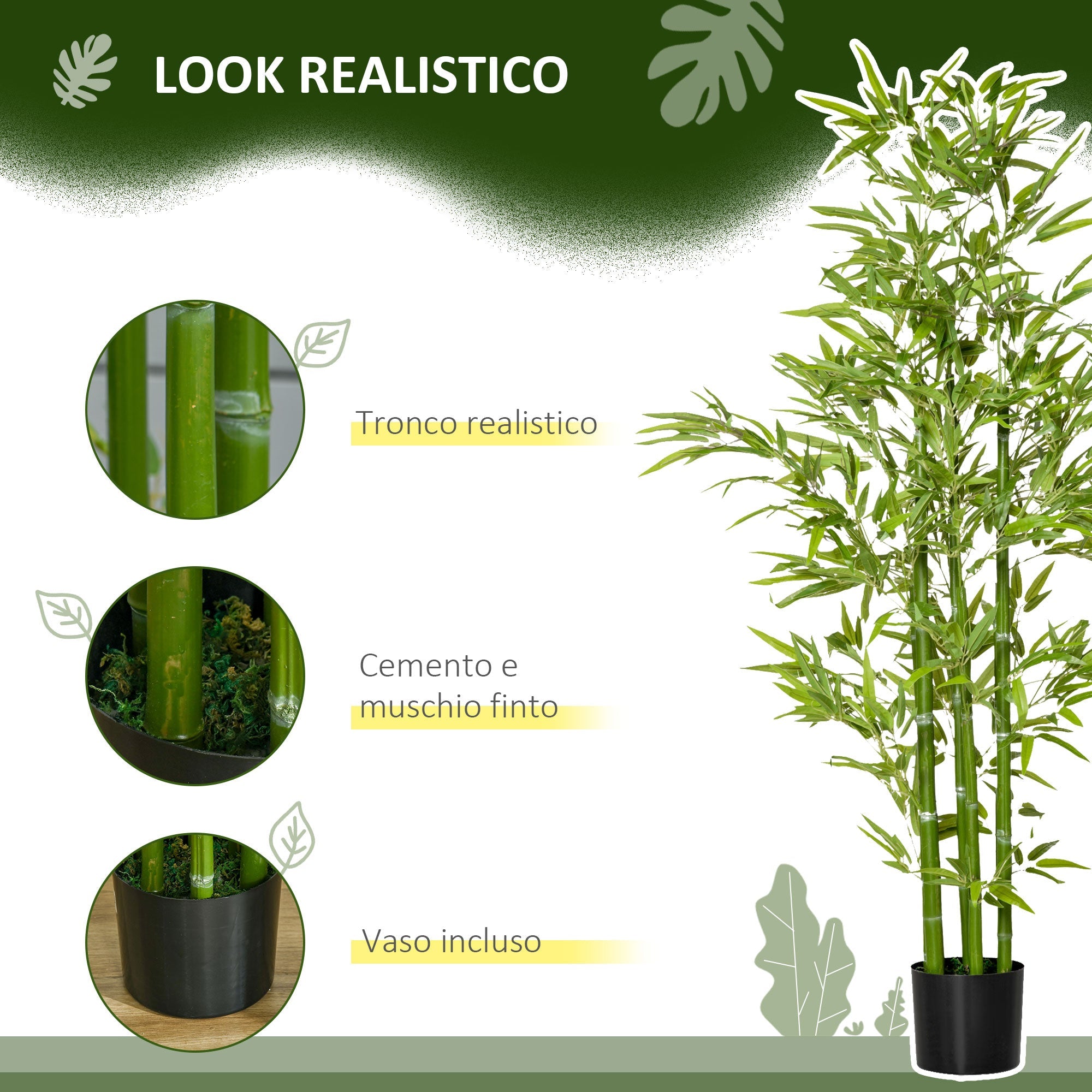 EASYCOMFORT Bamboo kunstplant 150 cm met pot