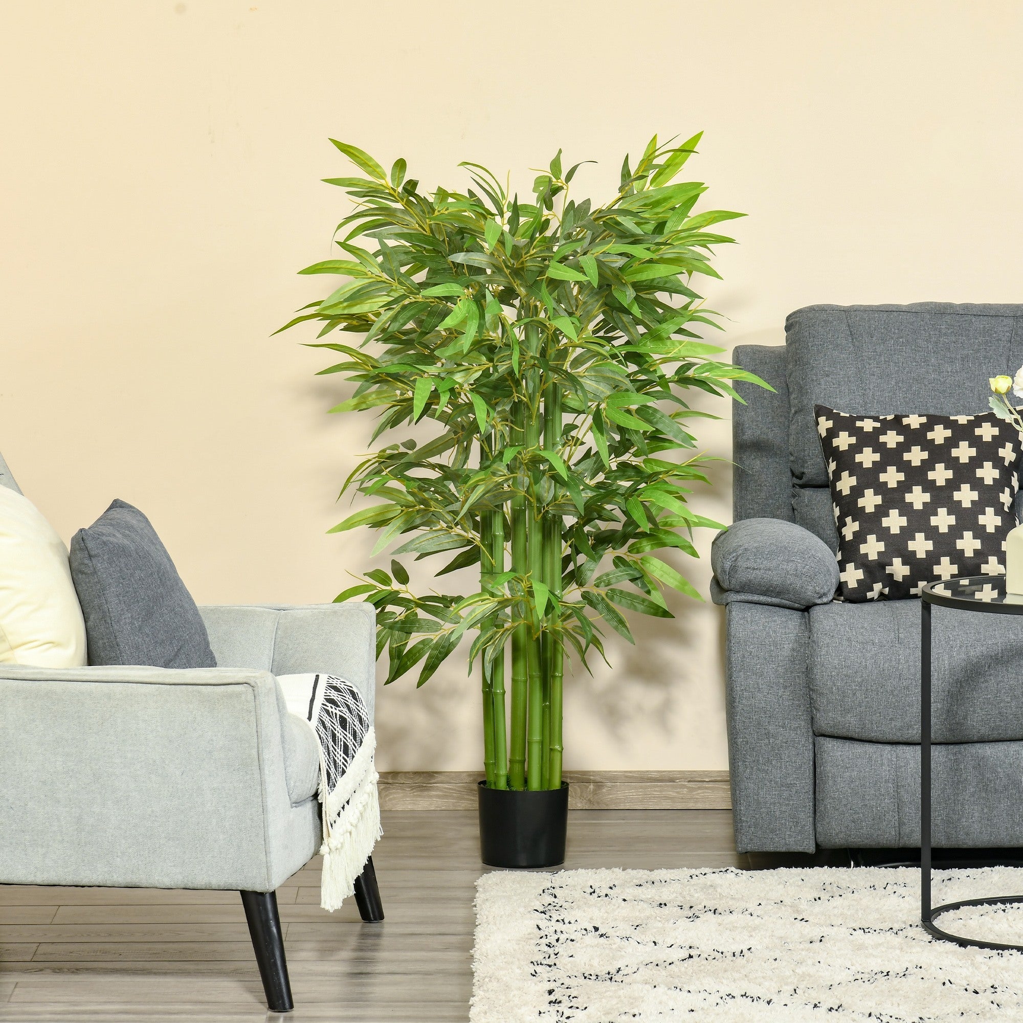 EASYCOMFORT Fake Bamboo Plant in Realistic Pot with 780 Leaves for Indoor and Outdoor 140cm