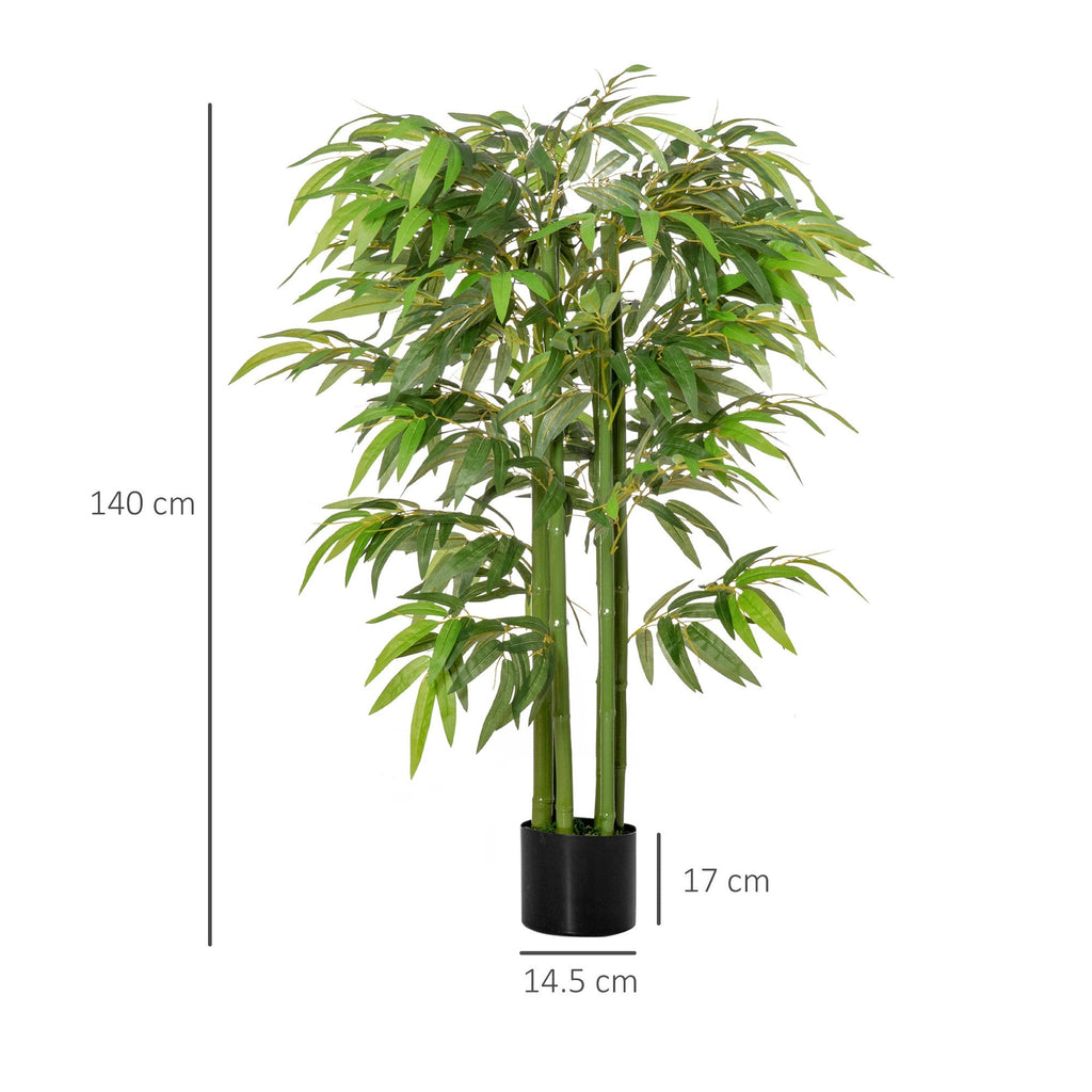 EASYCOMFORT Fake Bamboo Plant in Realistic Pot with 780 Leaves for Indoor and Outdoor 140cm