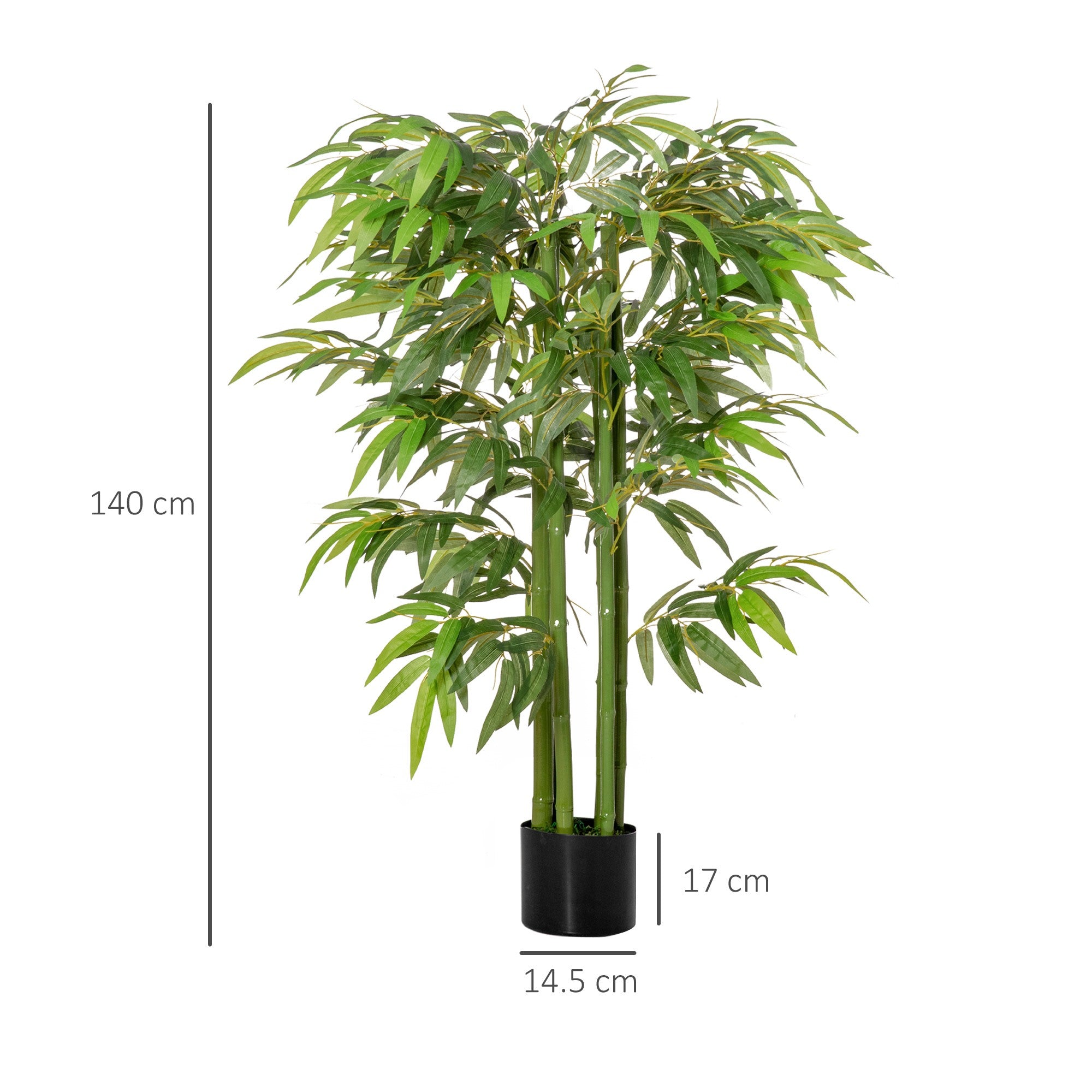 EASYCOMFORT Fake Bamboo Plant in Realistic Pot with 780 Leaves for Indoor and Outdoor 140cm