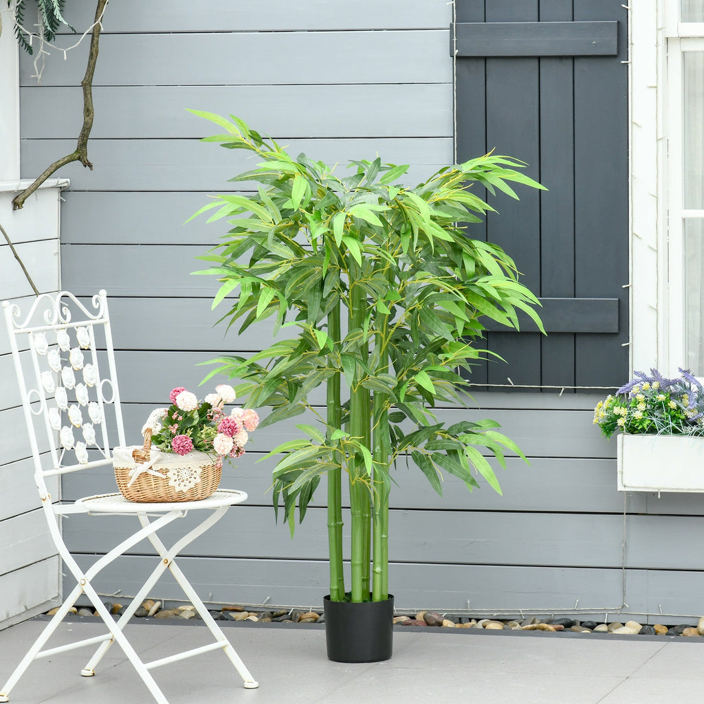 EASYCOMFORT Fake Bamboo Plant in Realistic Pot with 780 Leaves for Indoor and Outdoor 140cm