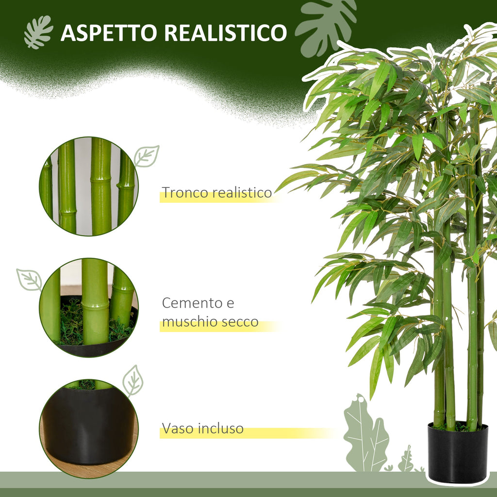 EASYCOMFORT Fake Bamboo Plant in Realistic Pot with 780 Leaves for Indoor and Outdoor 140cm
