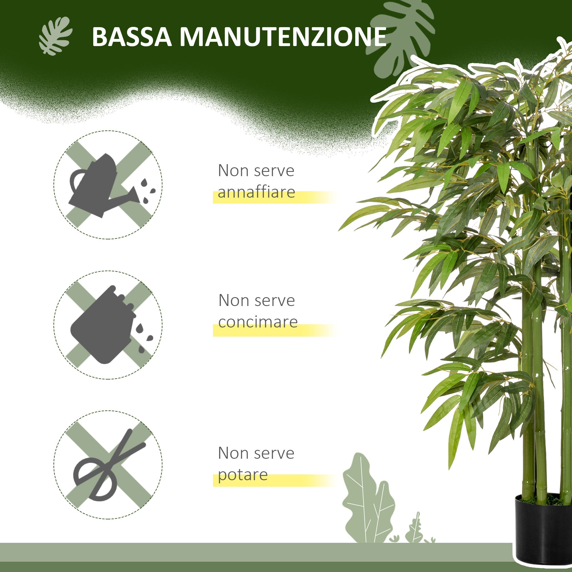 EASYCOMFORT Fake Bamboo Plant in Realistic Pot with 780 Leaves for Indoor and Outdoor 140cm