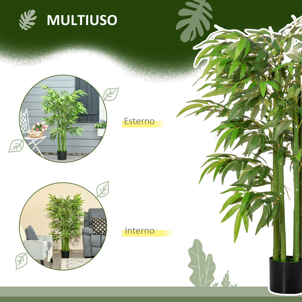 EASYCOMFORT Fake Bamboo Plant in Realistic Pot with 780 Leaves for Indoor and Outdoor 140cm