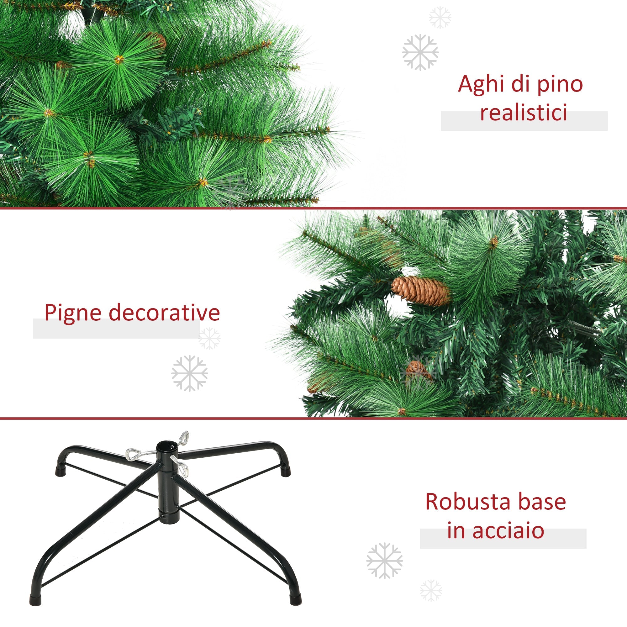 Easycomfort Alberello di Natale Decorato e Ignifugo per Interni with 782 Rami e Base in Metallo, ?116x180 cm, Verde