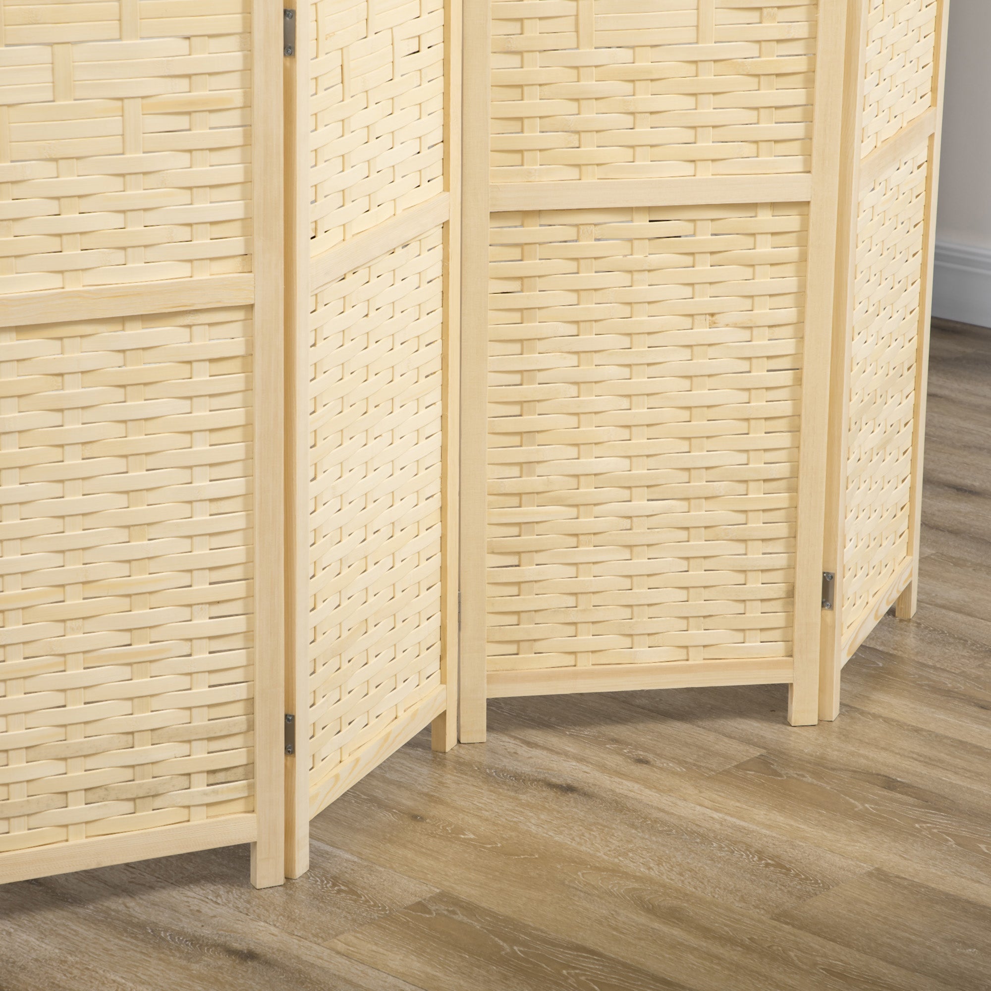 Easycomfort Paravento Separé da Interno a 4 Ante in Legno e Bambù, Pieghevole e Salvaspazio Altezza 170cm, Marrone