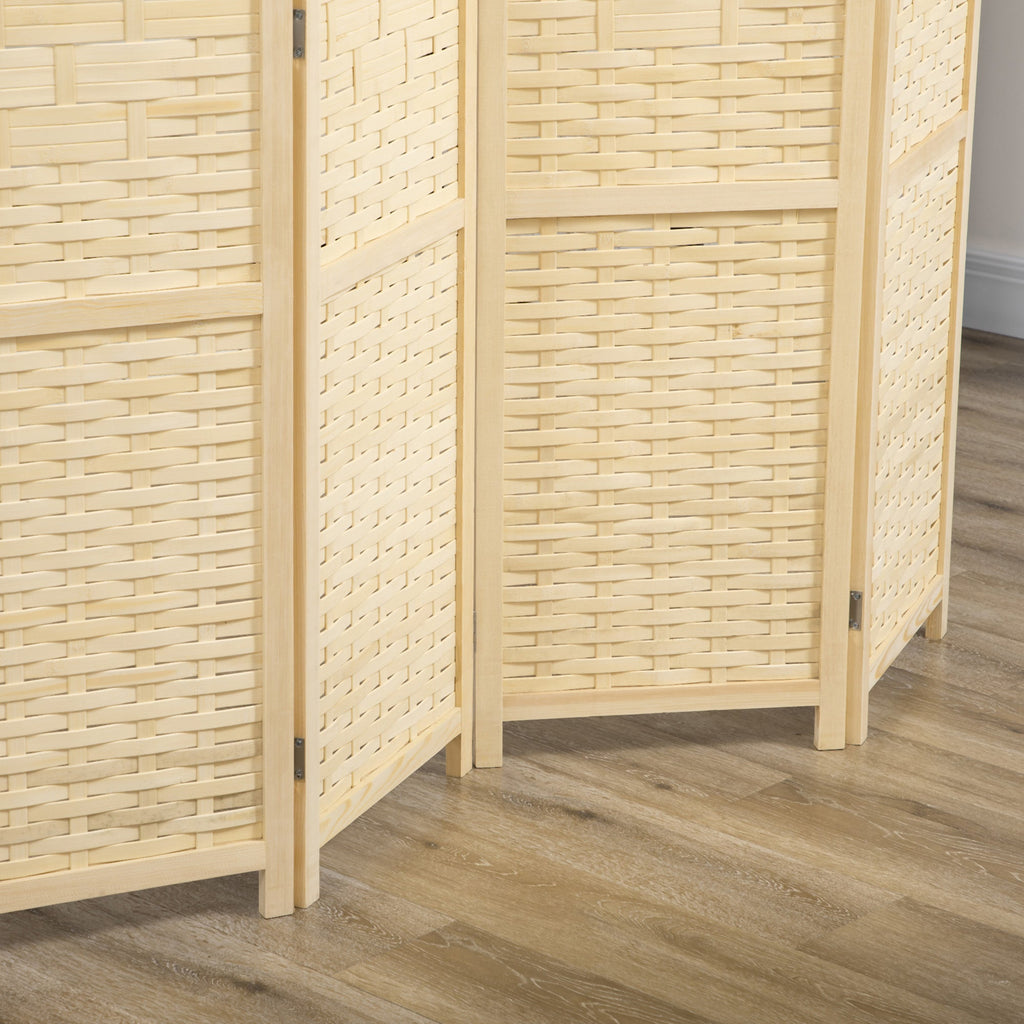 Easycomfort Paravento Separé da Interno a 4 Ante in Legno e Bambù, Pieghevole e Salvaspazio Altezza 170cm, Marrone