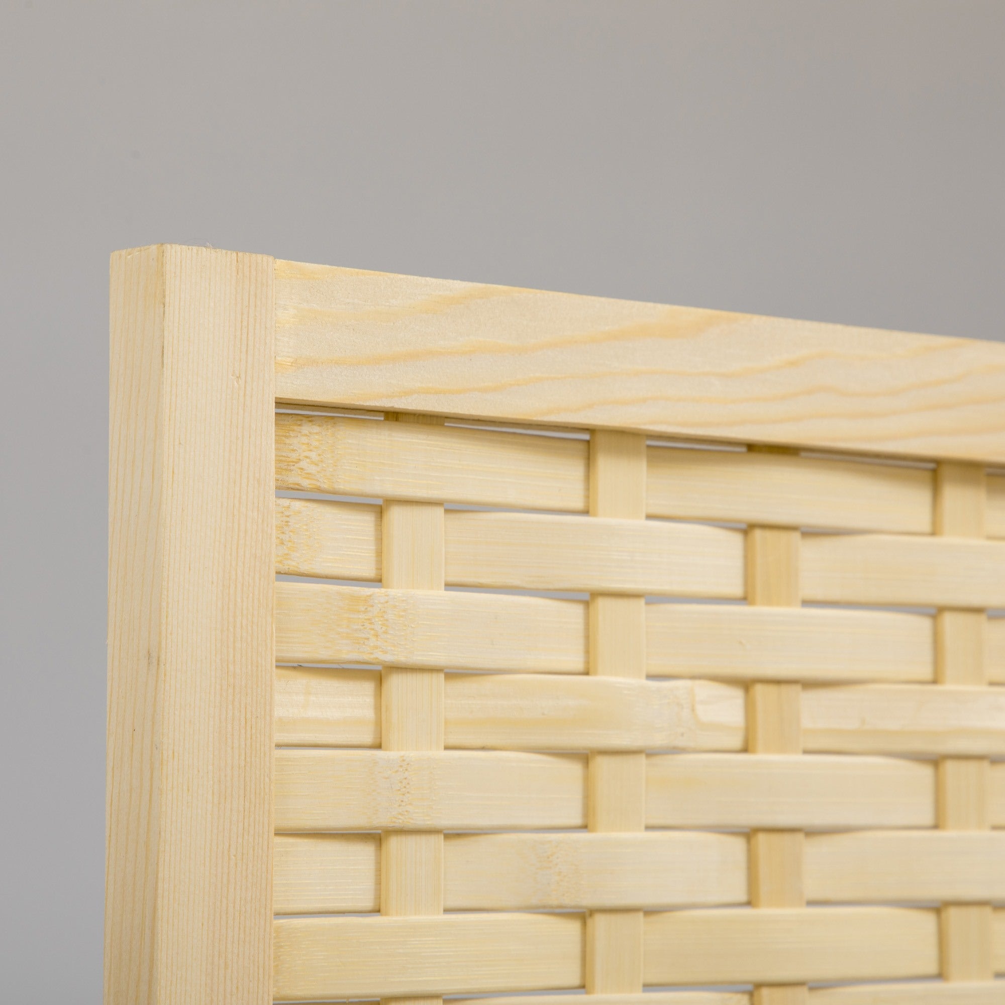 Easycomfort Paravento Separé da Interno a 4 Ante in Legno e Bambù, Pieghevole e Salvaspazio Altezza 170cm, Marrone