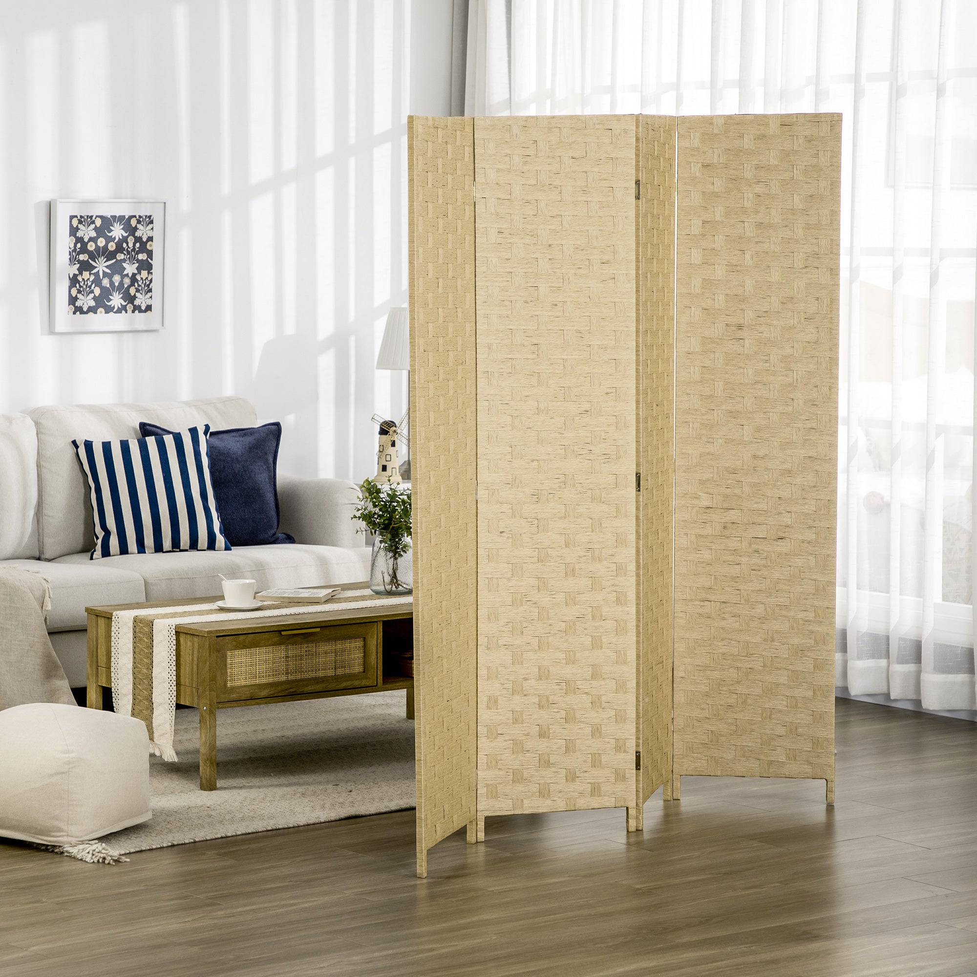 EasyComfort kamerscherm 4 panelen 169.5 cm, bruin