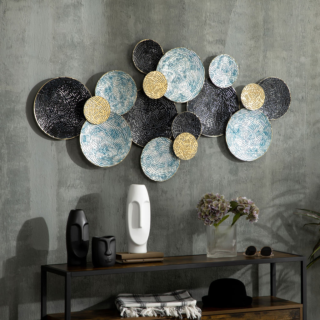 EasyComfort Wanddecoratie metaal 3D cirkels 133x66 cm