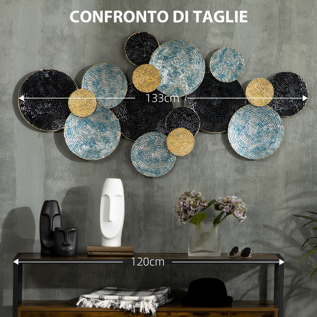 EasyComfort Wanddecoratie metaal 3D cirkels 133x66 cm