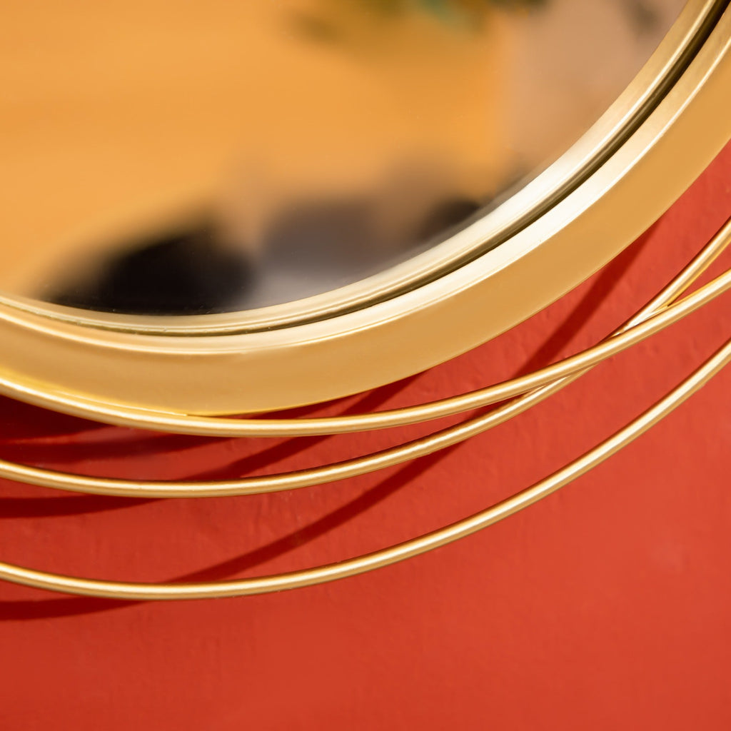 EasyComfort 3D metalen wanddecoratie met spiegels 107x56 cm, goud
