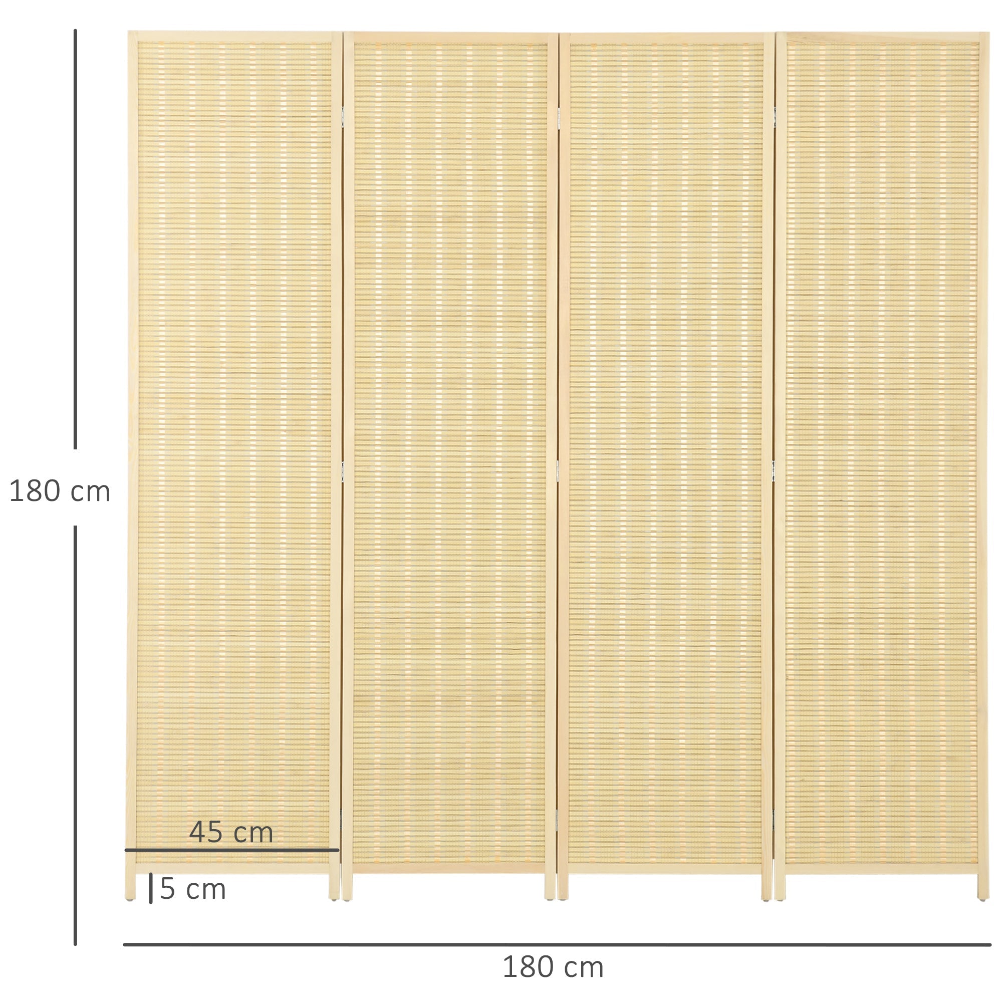 EasyComfort kamerscherm 4 panelen bamboe/hout 180 cm natuur