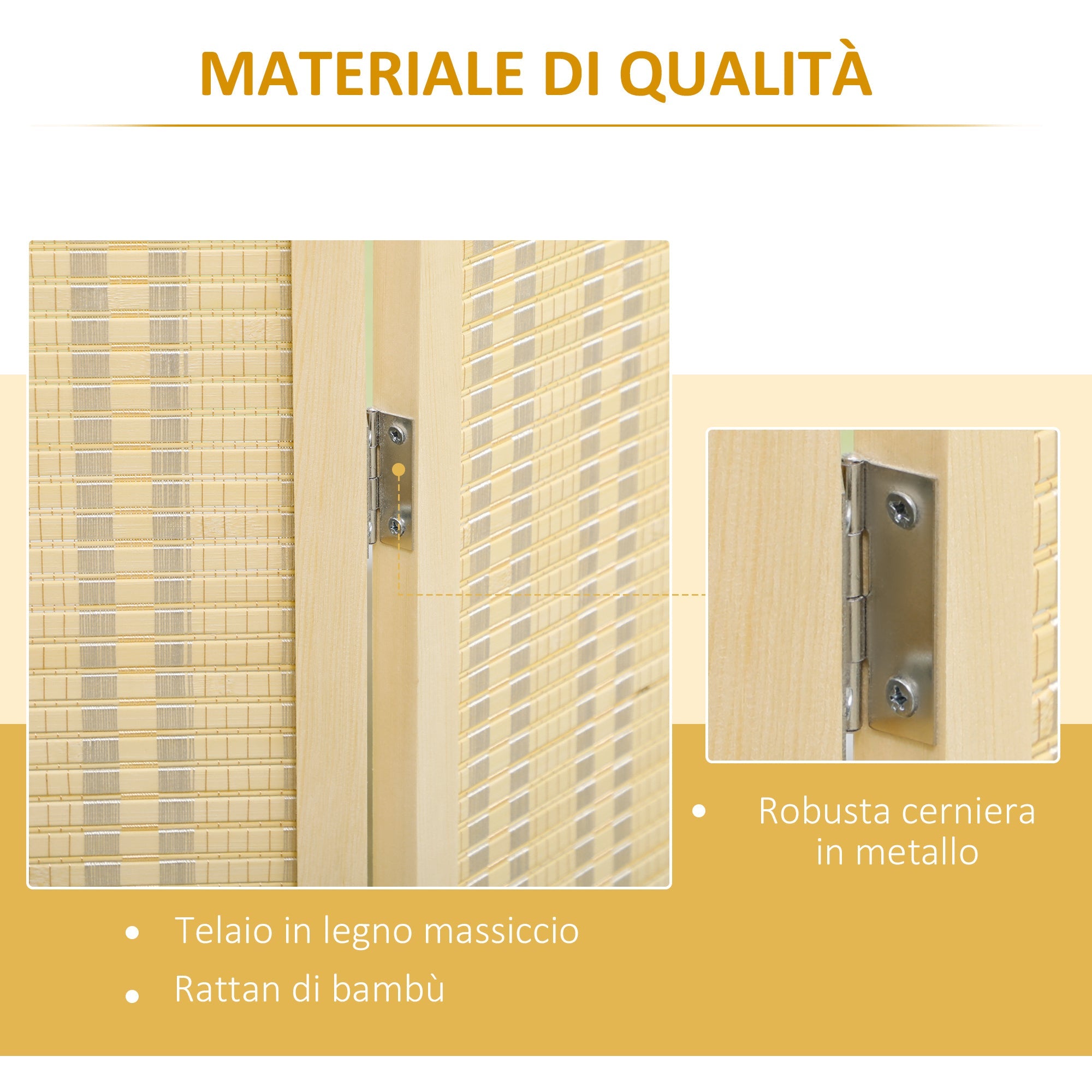 EasyComfort kamerscherm 4 panelen bamboe/hout 180 cm natuur