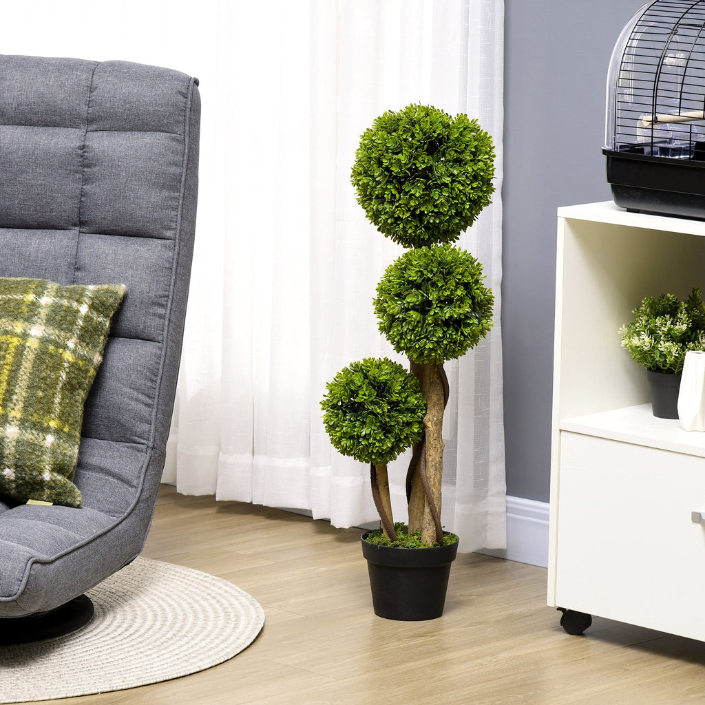 EasyComfort 3-bol buxus kunstplant met pot, 90 cm