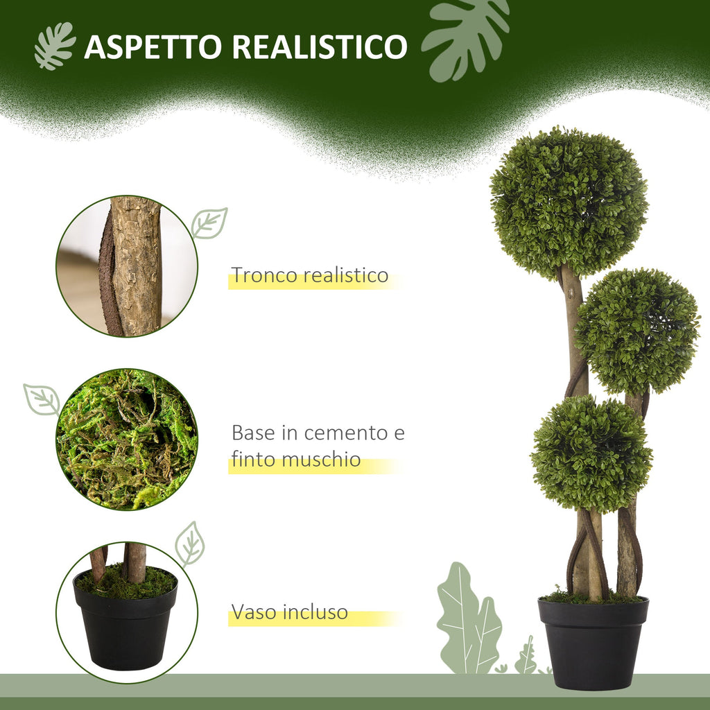 EasyComfort 3-bol buxus kunstplant met pot, 90 cm