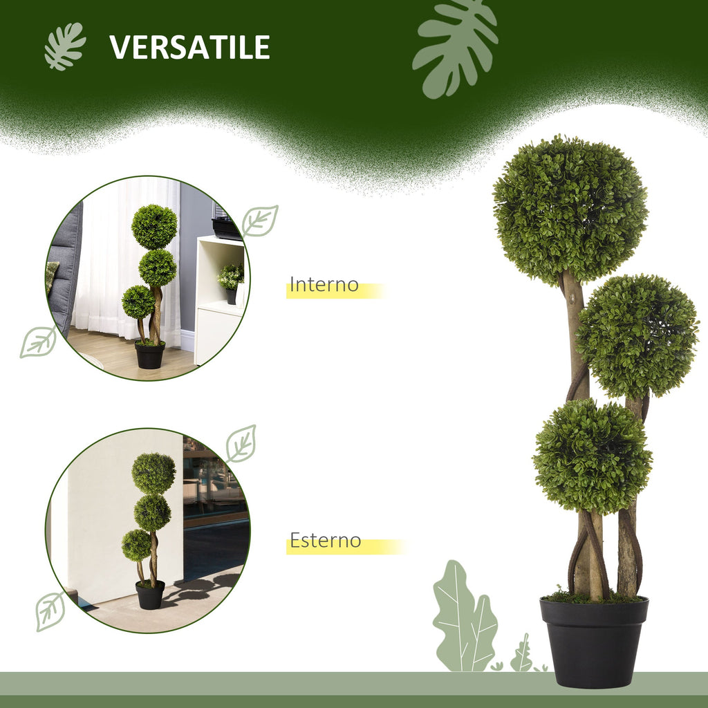 EasyComfort 3-bol buxus kunstplant met pot, 90 cm