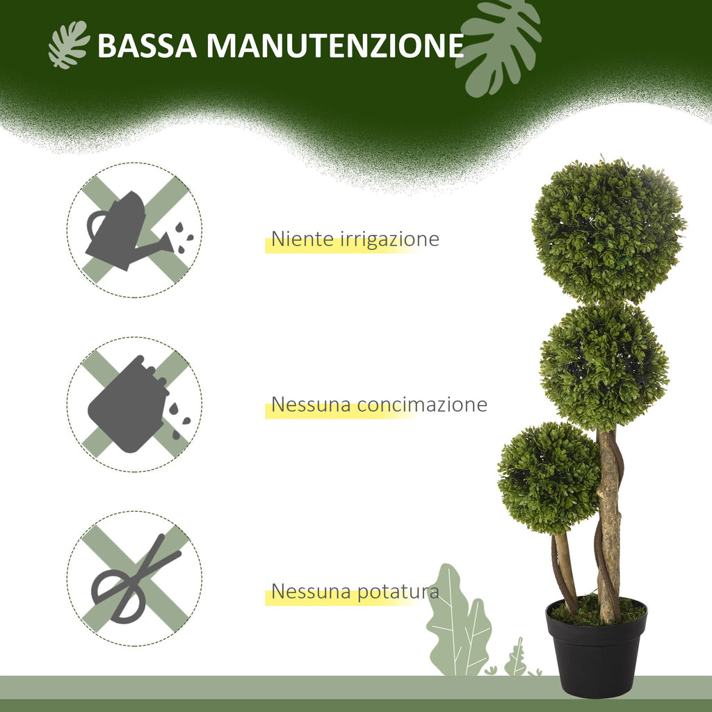 EasyComfort 3-bol buxus kunstplant met pot, 90 cm