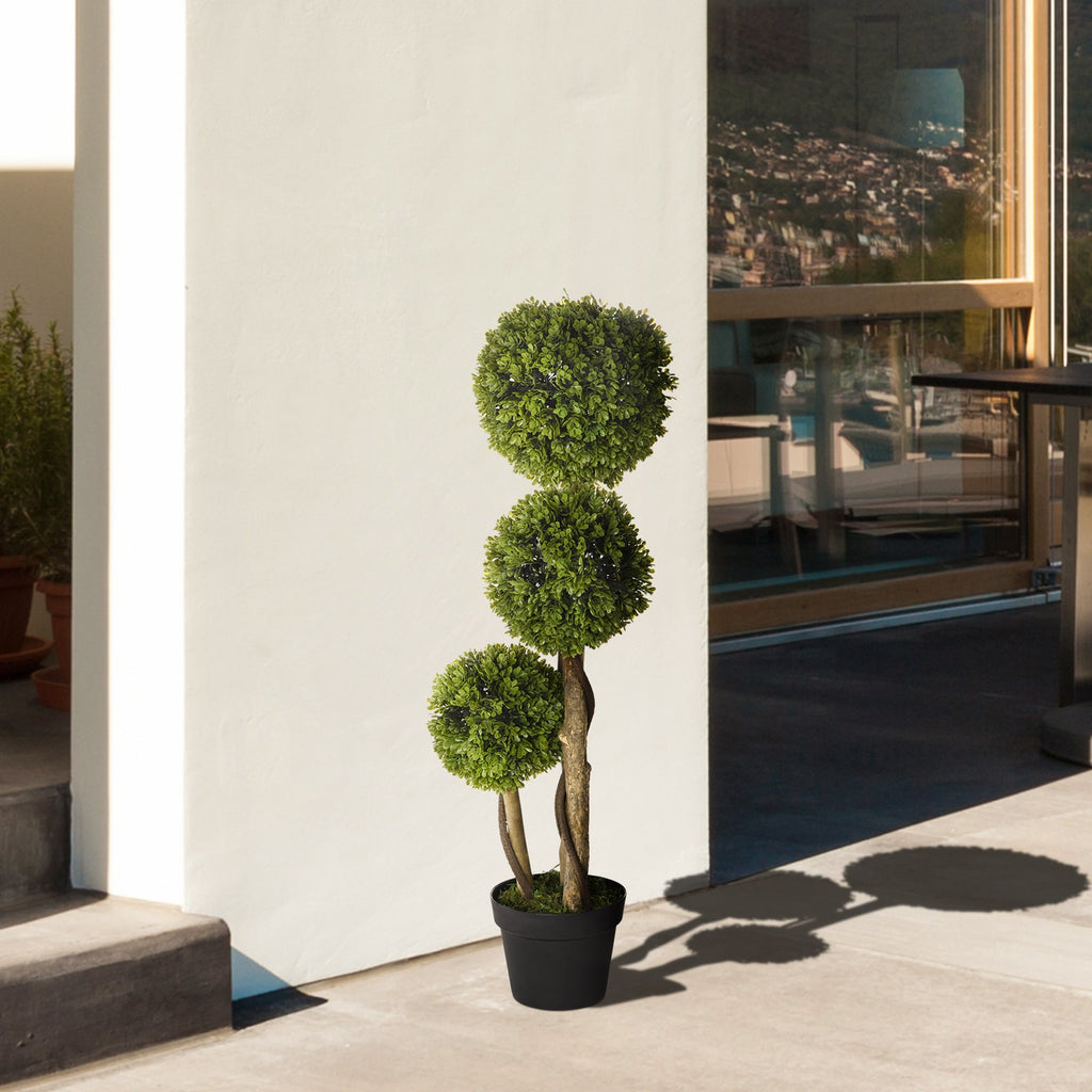 EasyComfort 3-bol buxus kunstplant met pot, 90 cm