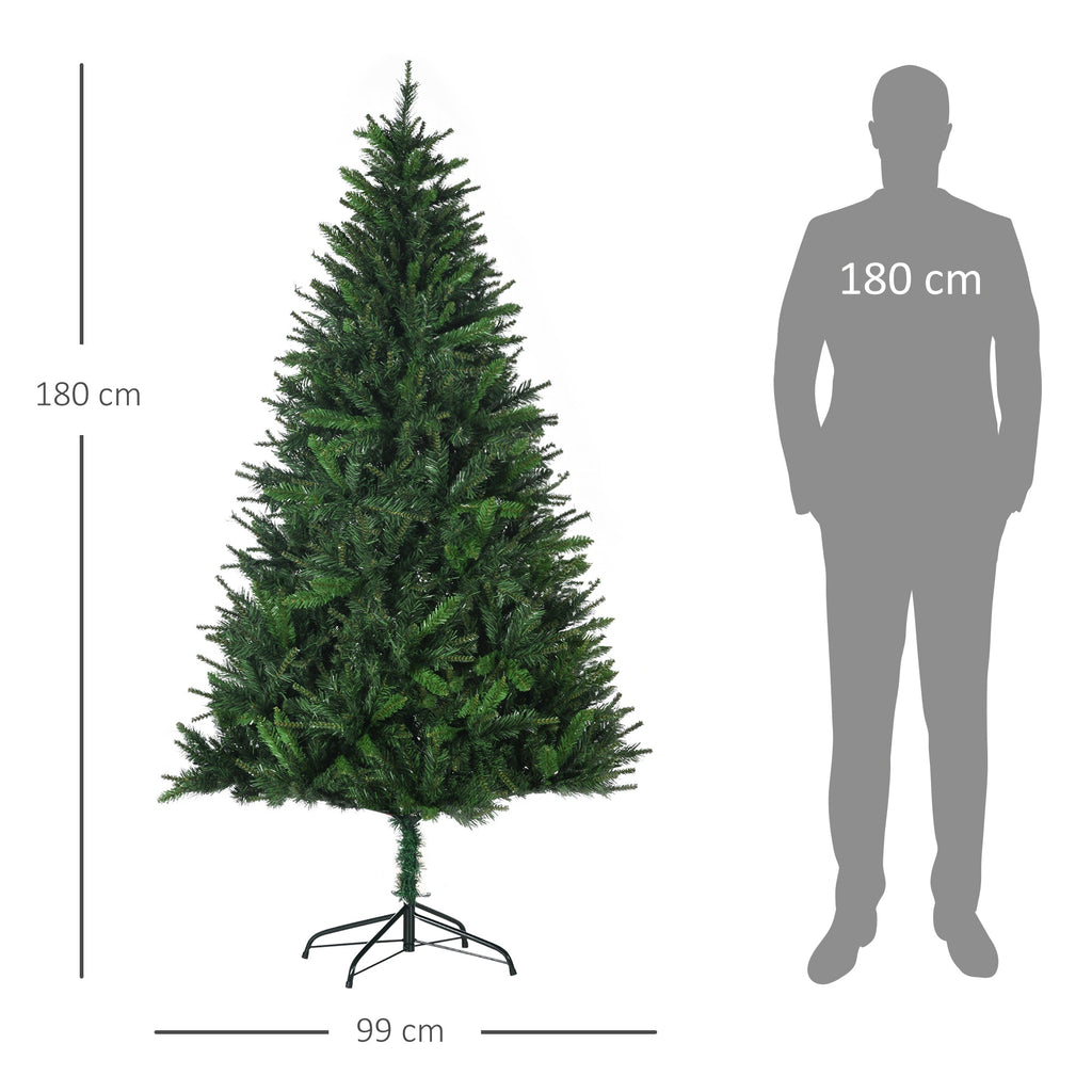 Easycomfort Albero di Natale Artificiale 180cm with 786 Rami, 2 Sezioni e Base in Metallo, Verde