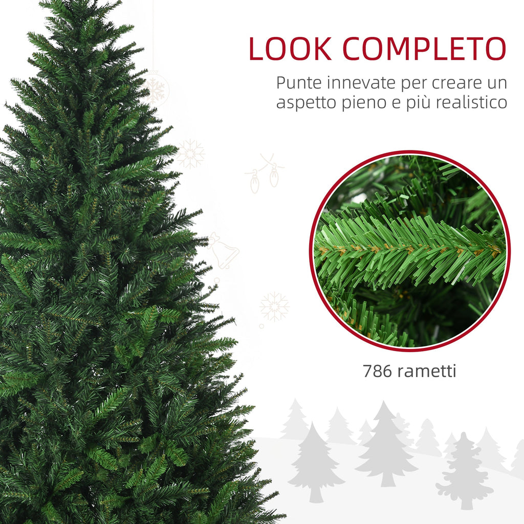 Easycomfort Albero di Natale Artificiale 180cm with 786 Rami, 2 Sezioni e Base in Metallo, Verde