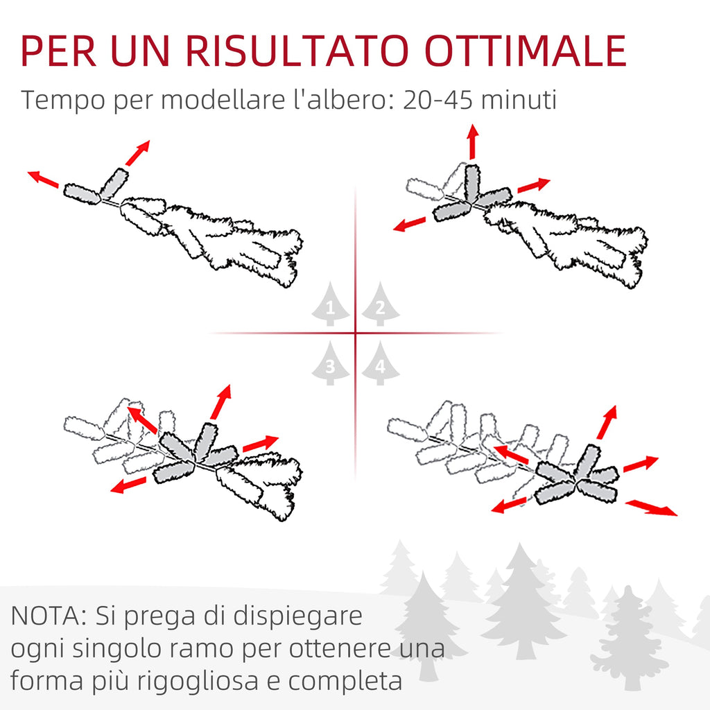 Easycomfort Albero di Natale Artificiale 180cm with 786 Rami, 2 Sezioni e Base in Metallo, Verde