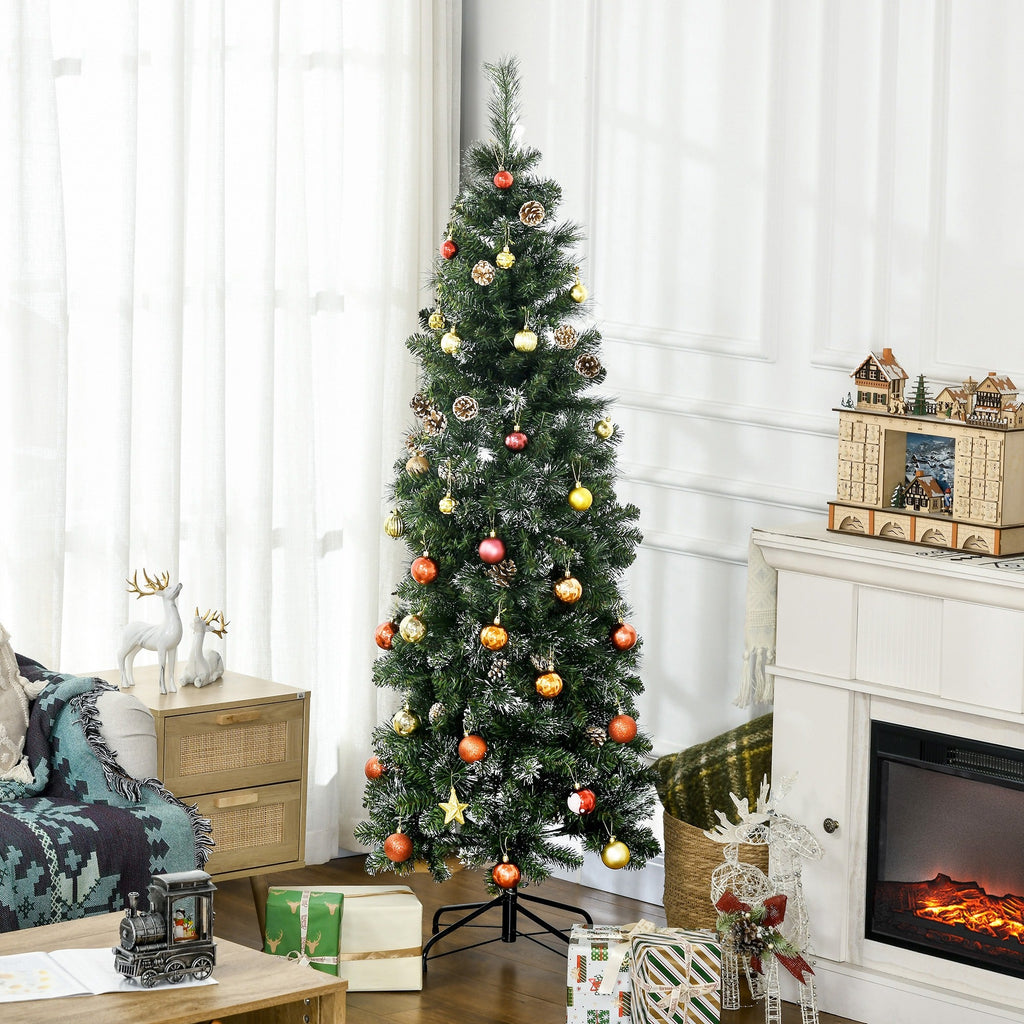 Easycomfort Albero di Natale Artificiale da 180cm with Pigne, 618 Rami e Base in Metallo, Verde