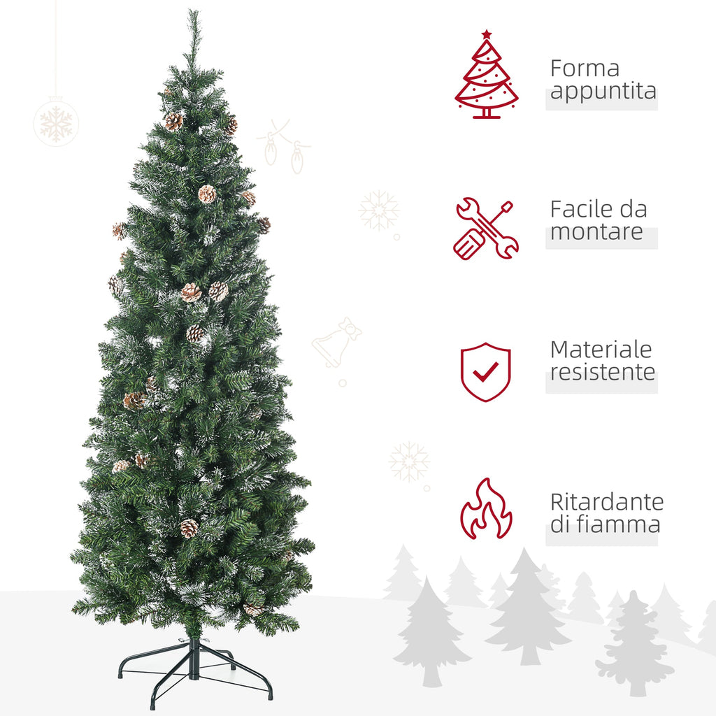 Easycomfort Albero di Natale Artificiale da 180cm with Pigne, 618 Rami e Base in Metallo, Verde
