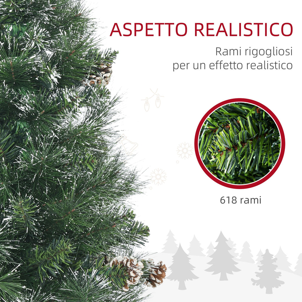 Easycomfort Albero di Natale Artificiale da 180cm with Pigne, 618 Rami e Base in Metallo, Verde