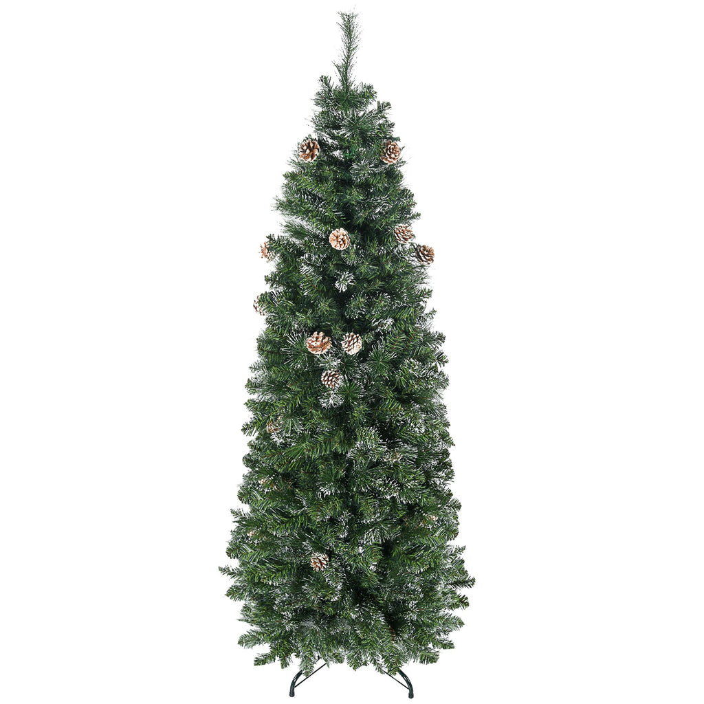 Easycomfort Albero di Natale Artificiale da 180cm with Pigne, 618 Rami e Base in Metallo, Verde